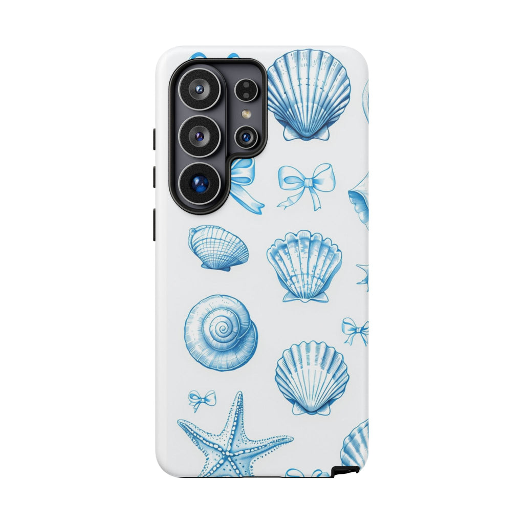 Seaside Shells Phone Case — Blue Nautical Shell & Starfish Pattern