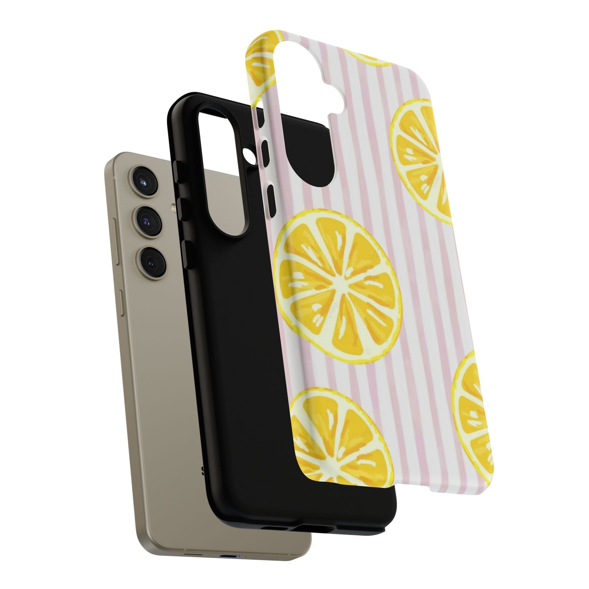 Lemon Slices Tough Case — Cute Pink Stripe Phone Cover