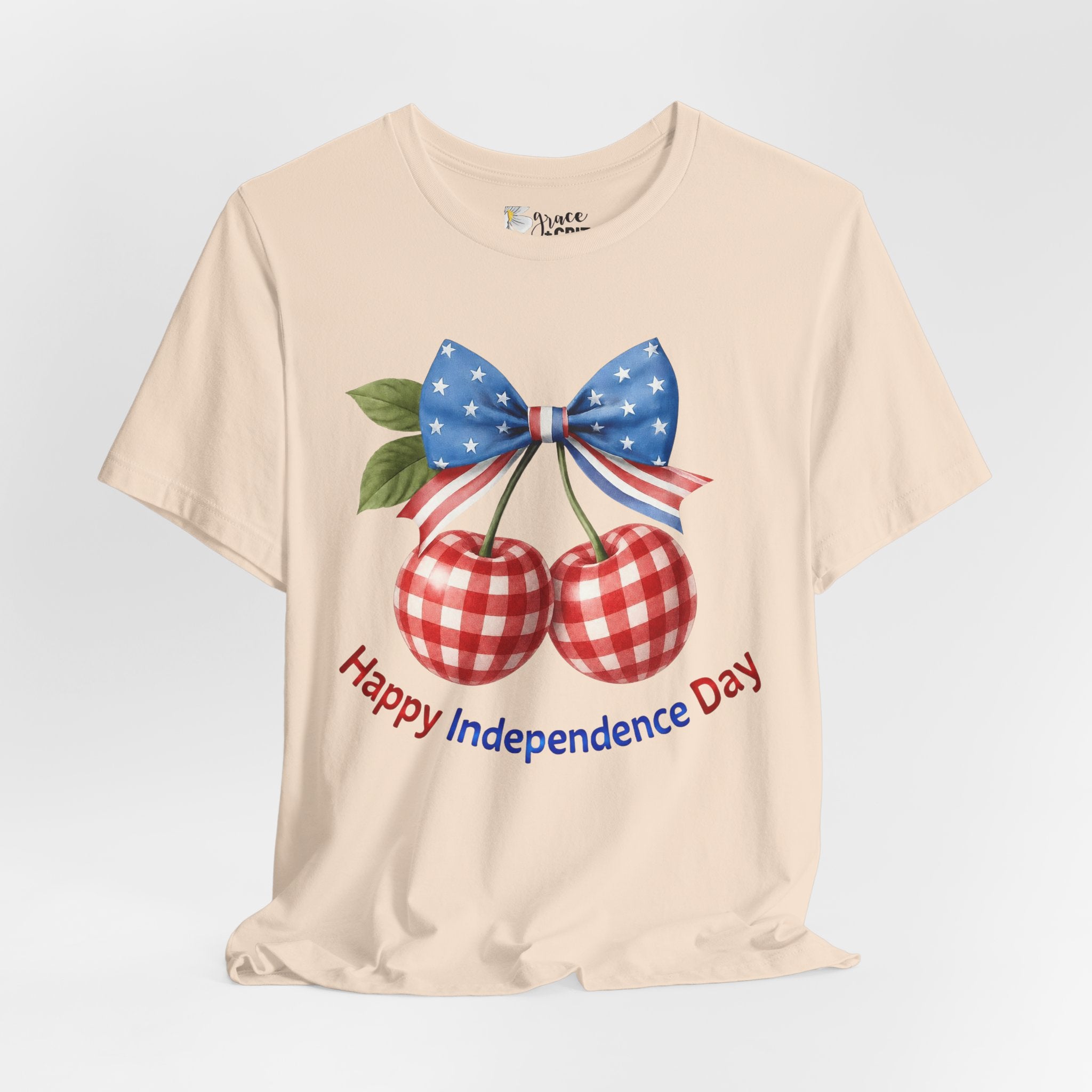 Independence Day Cherry Tee — Patriotic Bow 'Happy Independence Day' T-Shirt