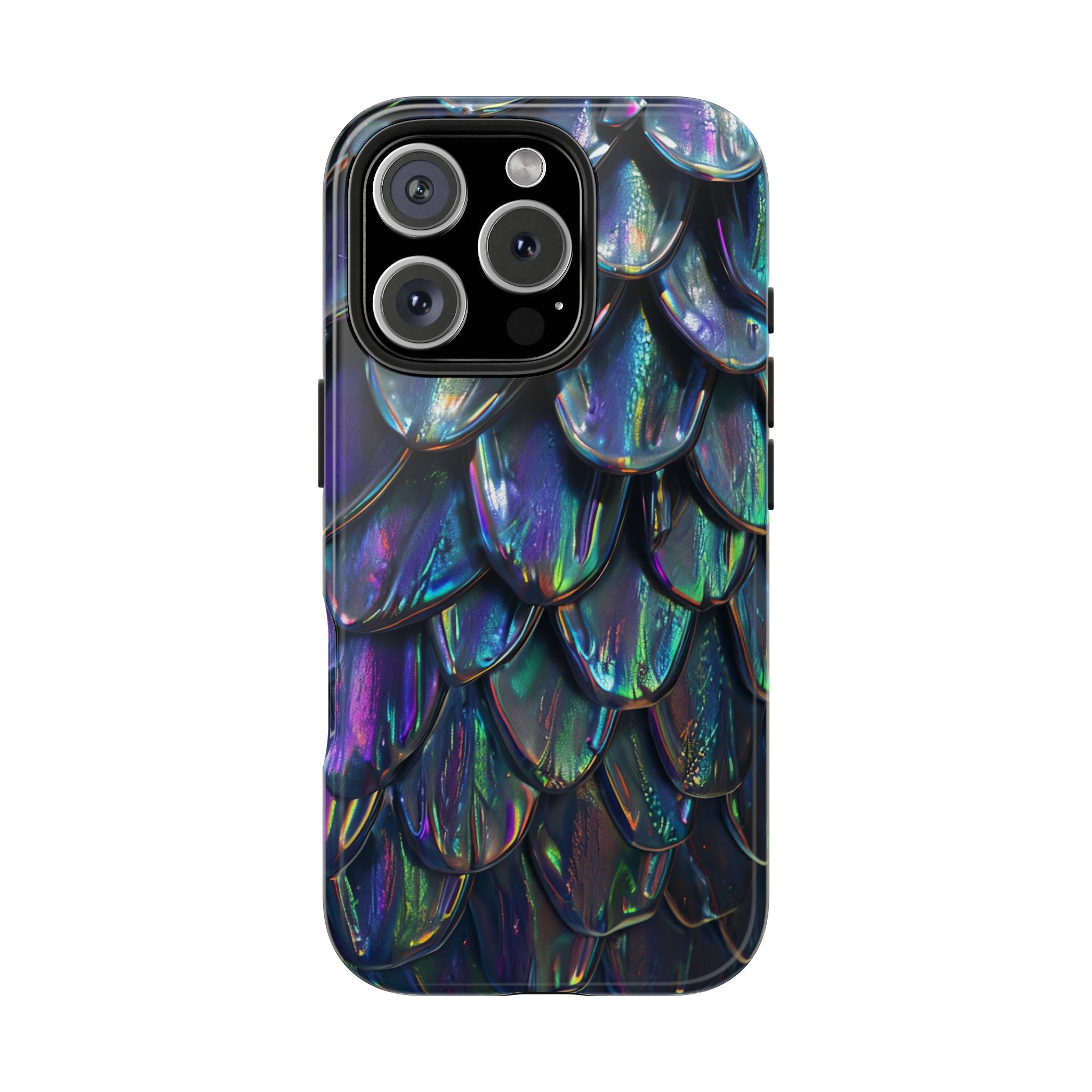 Holographic Mermaid Scale Tough Phone Case — Iridescent Protective Phone Cover