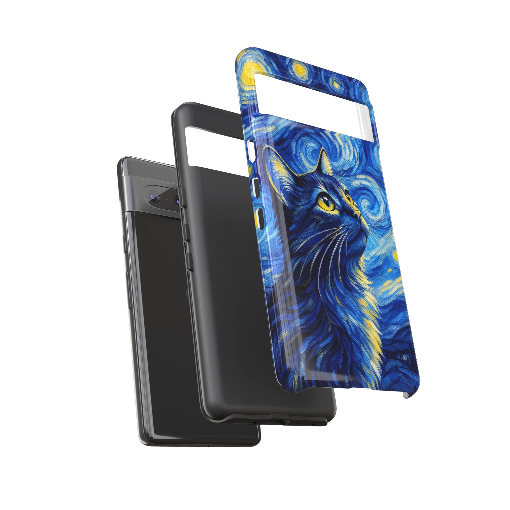 Starry Night Cat Phone Case — Van GoghStyle Blue Galaxy iPhone Cover