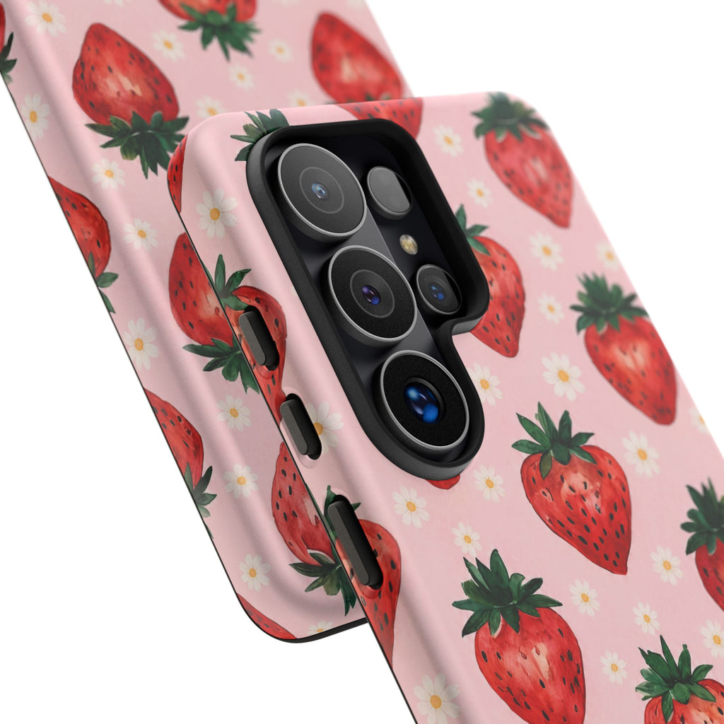 Strawberry Pattern Tough Case — Cute Pink Fruit Phone Case