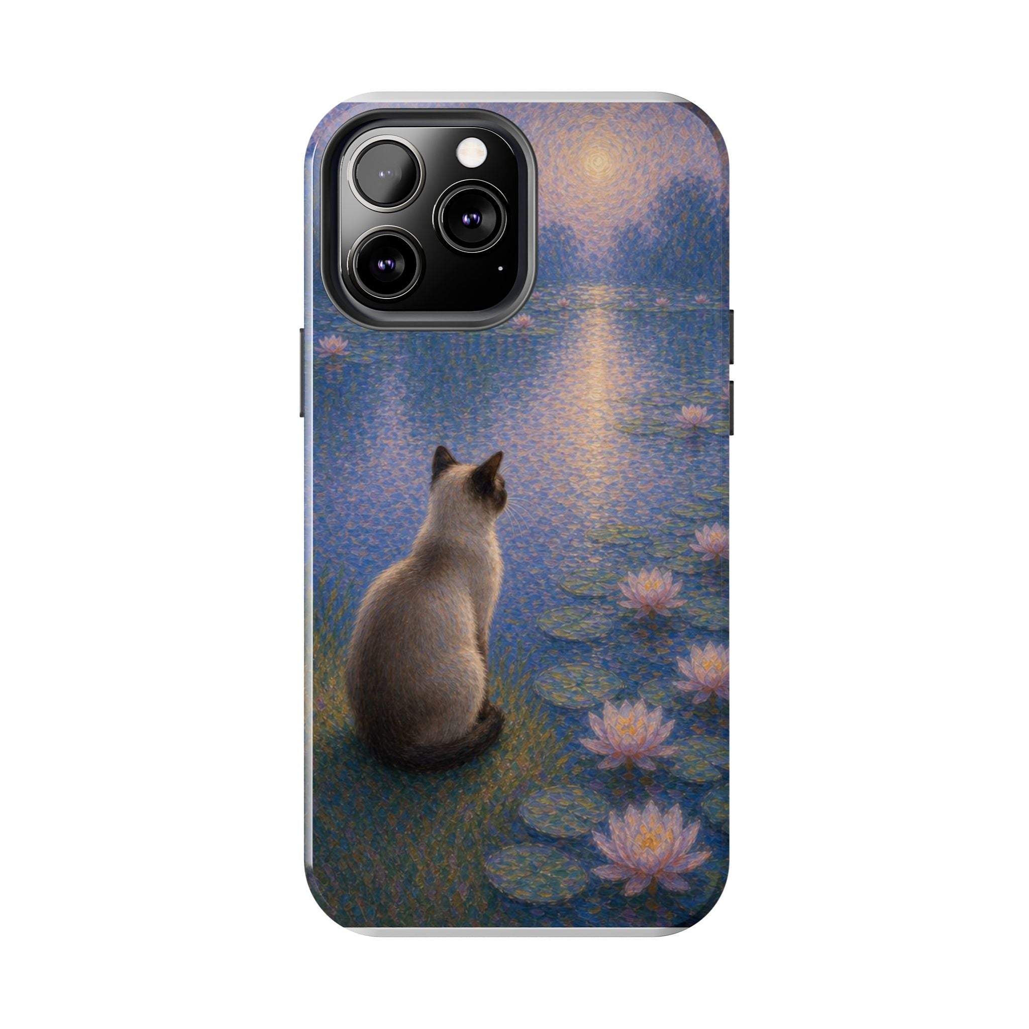 Siamese Cat by Moonlight Tough Phone Case – Waterlily Dream Protective Cover