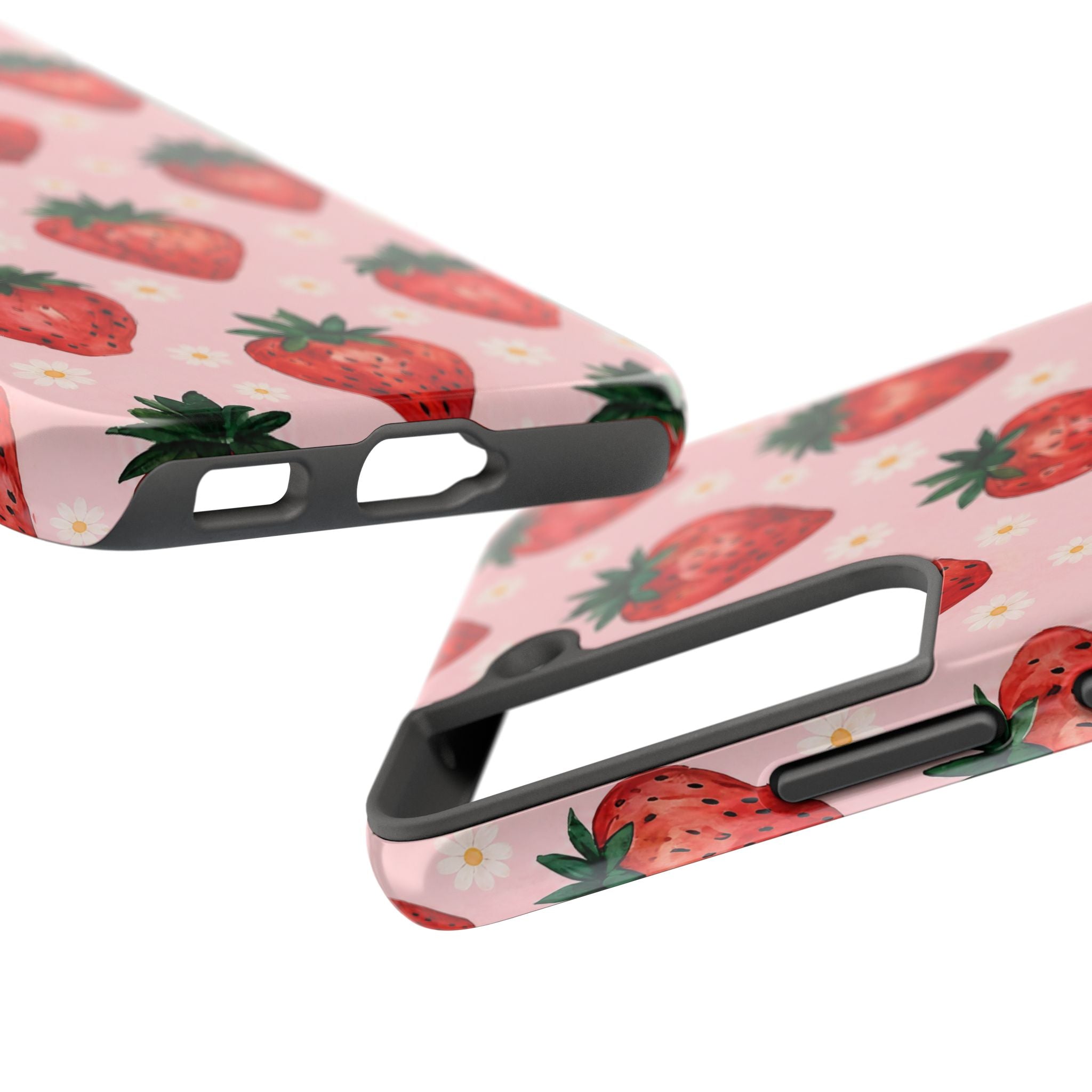 Strawberry Pattern Tough Phone Case — Cute Pink Fruit iPhone/Android Protection