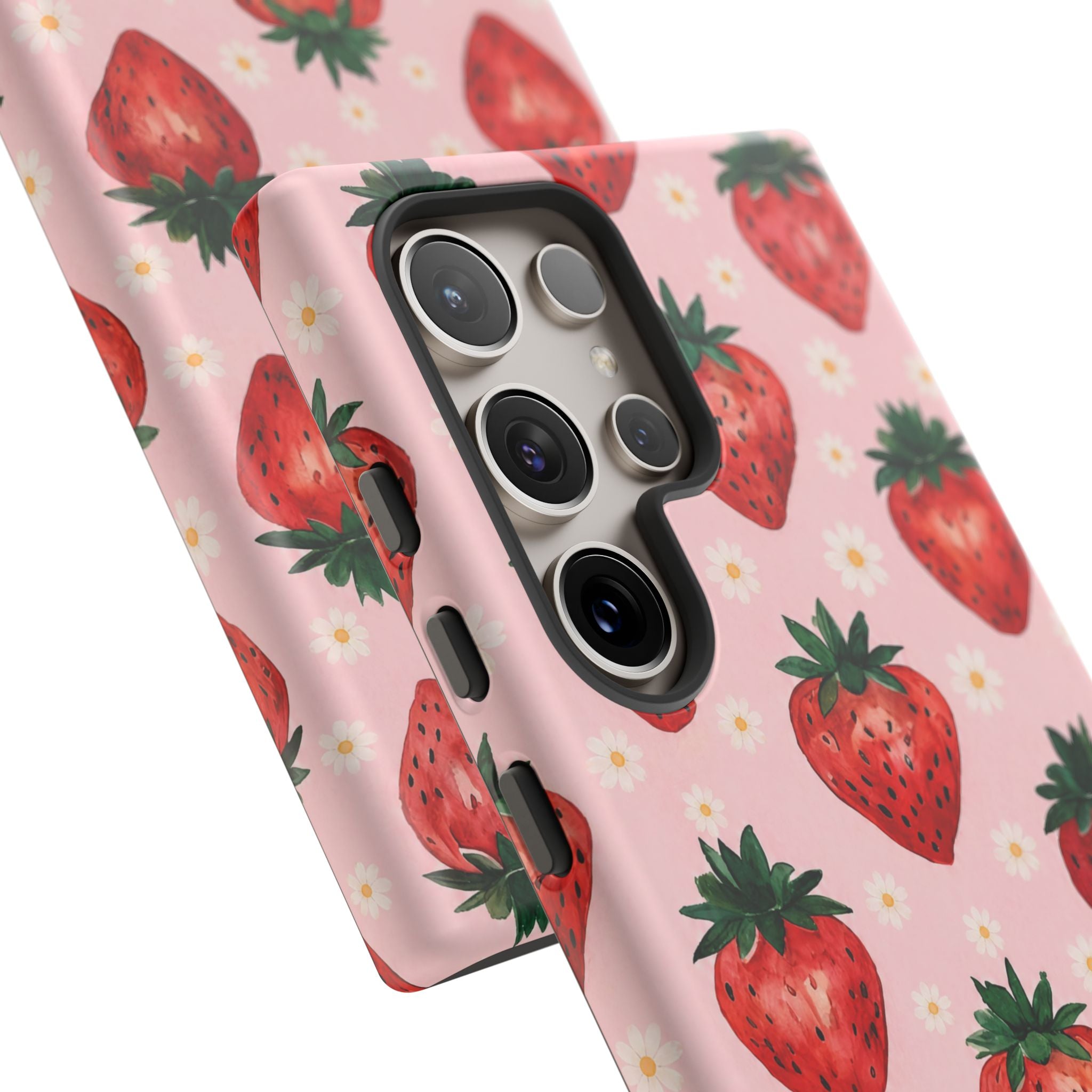 Strawberry Pattern Tough Case — Cute Pink Fruit Phone Case