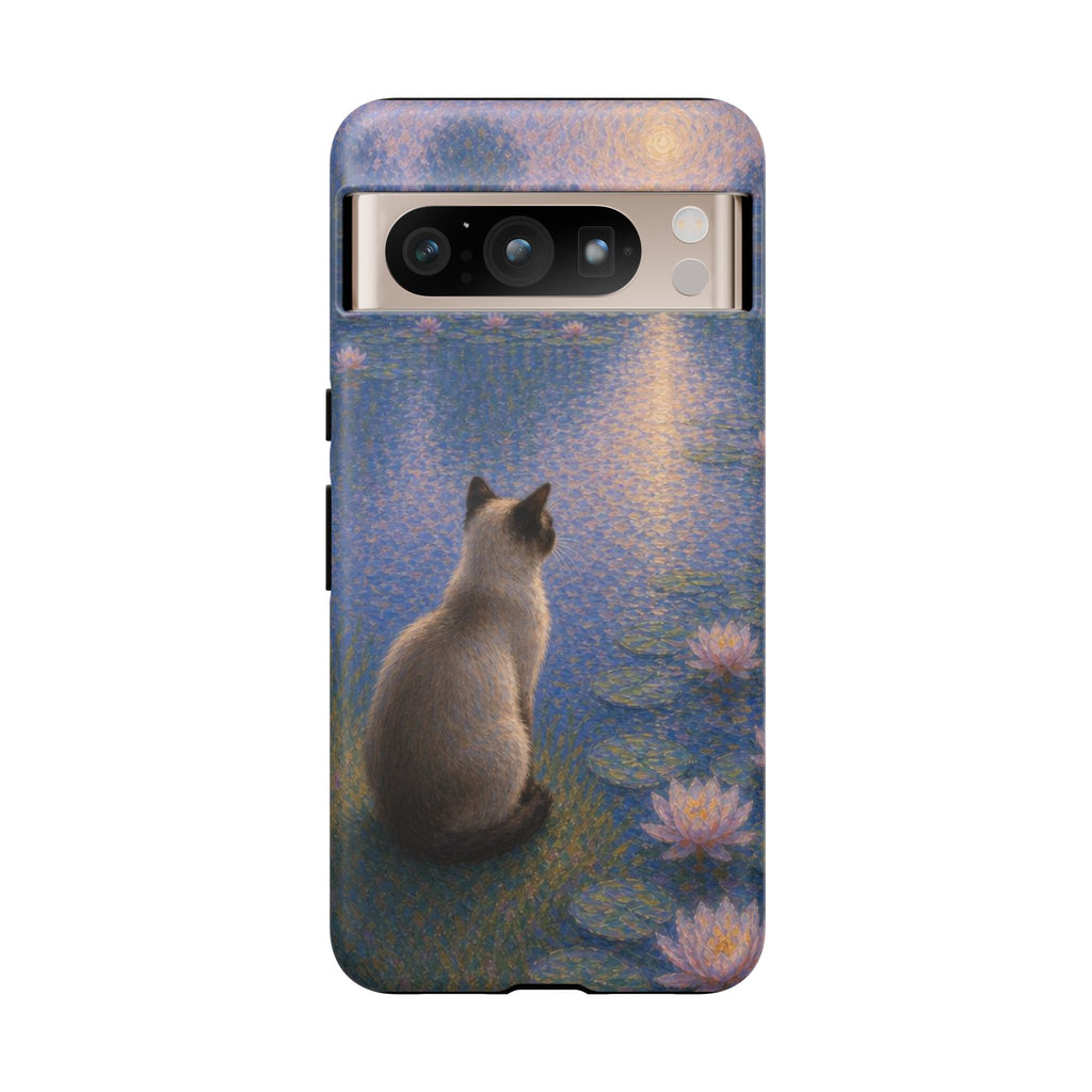 Cat Moonlight Phone Case — Serene Siamese by Lily Pond