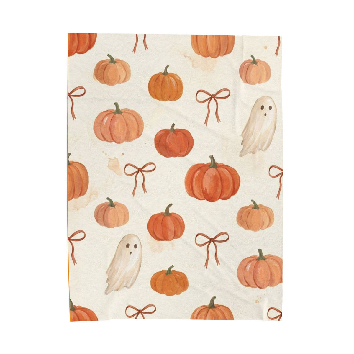 Velveteen Plush Blanket – Cute Halloween Pumpkins, Ghosts & Bows