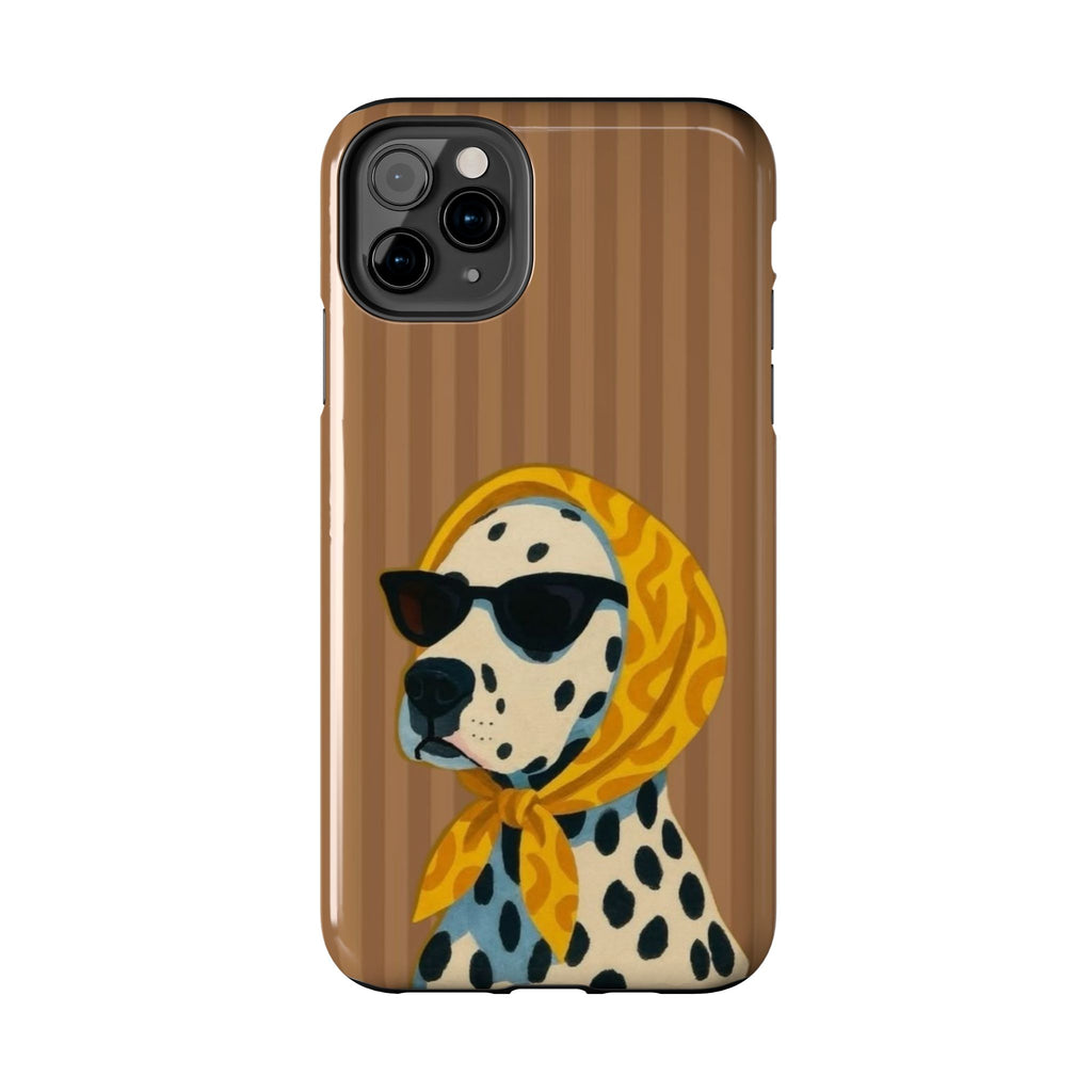 Dalmatian in Scarf Tough Phone Case — Retro Dog Print Protective Cover