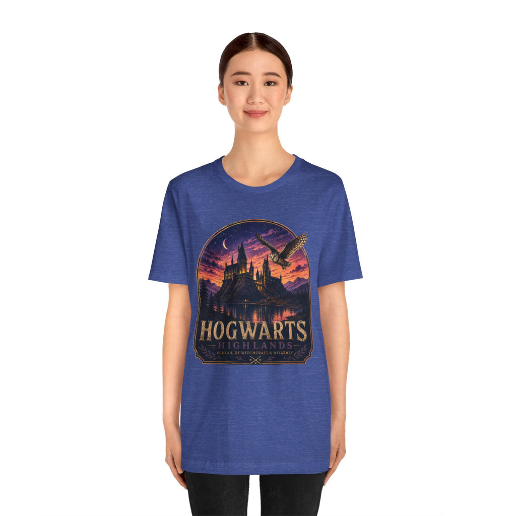 Hogwarts Highlands Graphic Tee — Sunset Castle Illustration T‑Shirt
