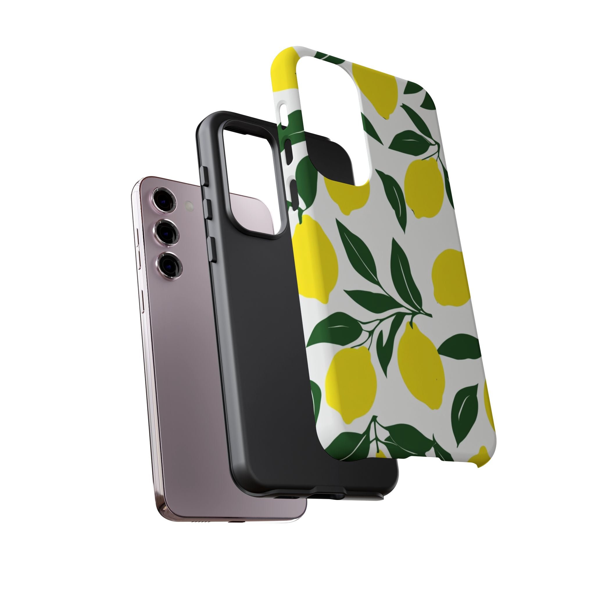 Lemon Pattern Tough Phone Case — Bright Citrus Protective Cover