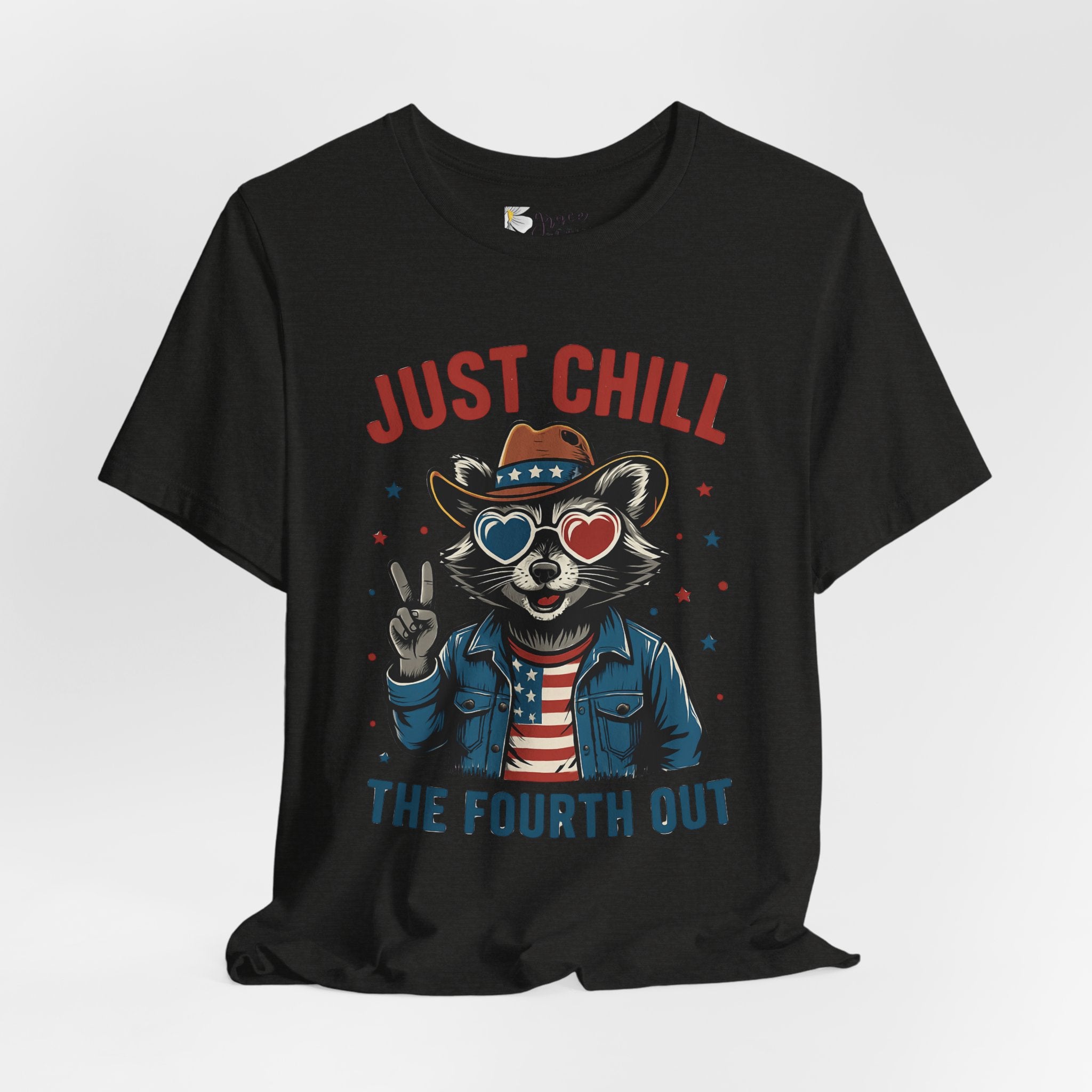 Just Chill The Fourth Out Tee — Patriotic Raccoon 4th of July T-Shirt