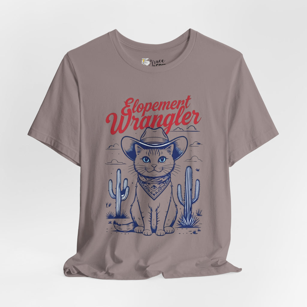 Elopement Wrangler Cat Tee | Cowboy Hat Cactus Desert Cat Illustration