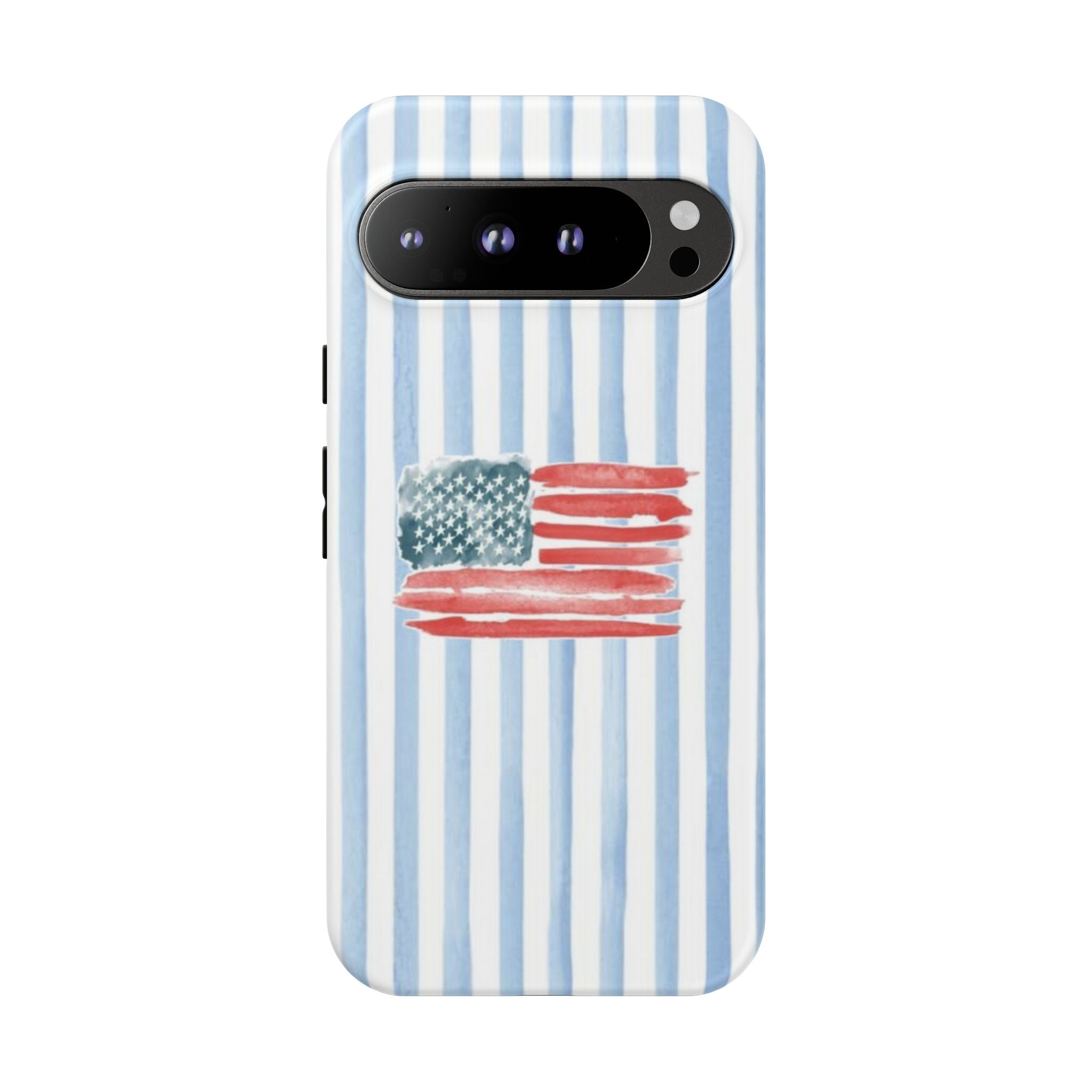 American Flag Watercolor Phone Case - Blue Stripe Tough Case