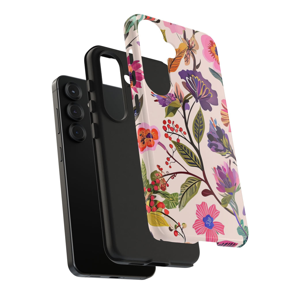 Floral Tough Phone Case – Colorful Botanical Flower Design