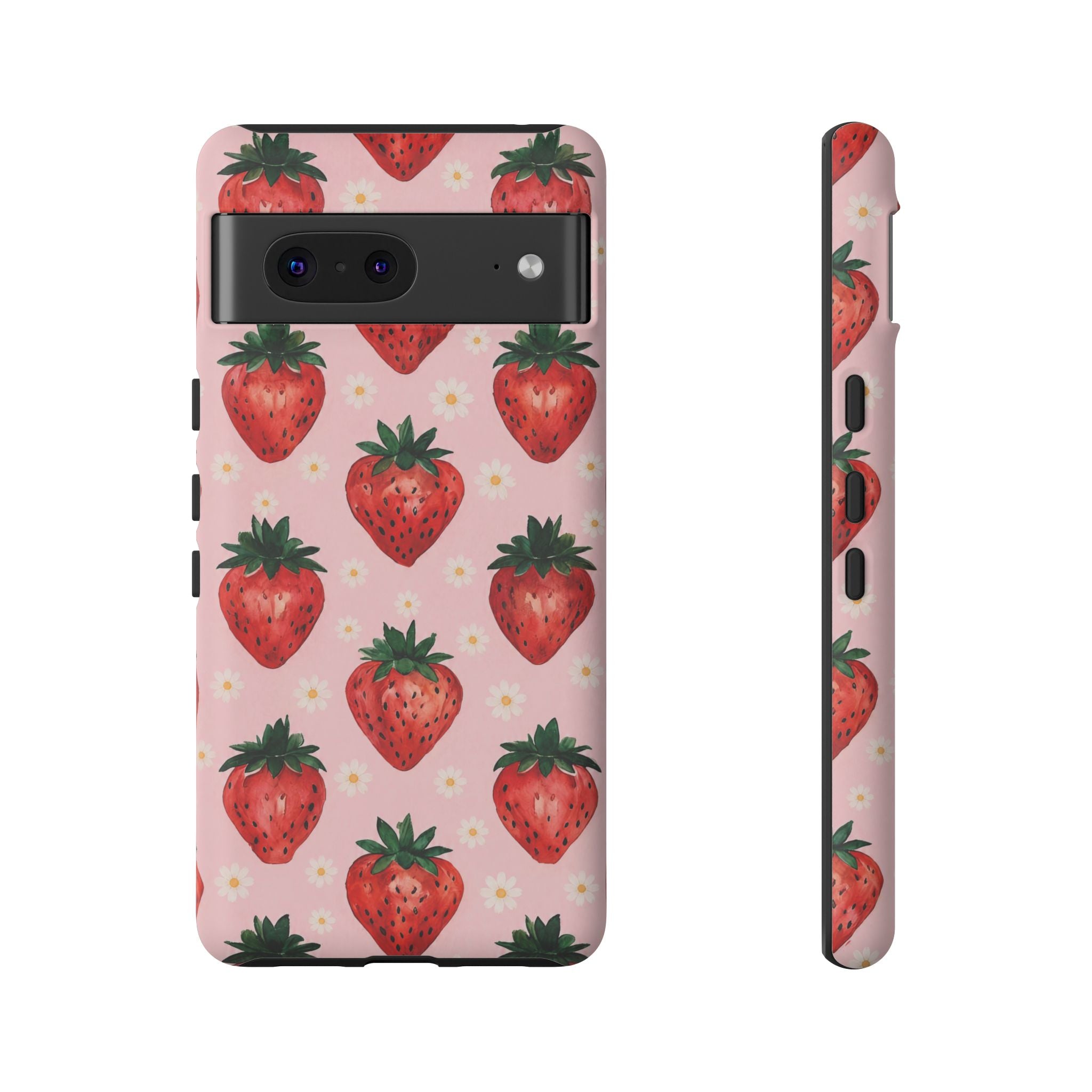 Strawberry Pattern Tough Case — Cute Pink Fruit Phone Case