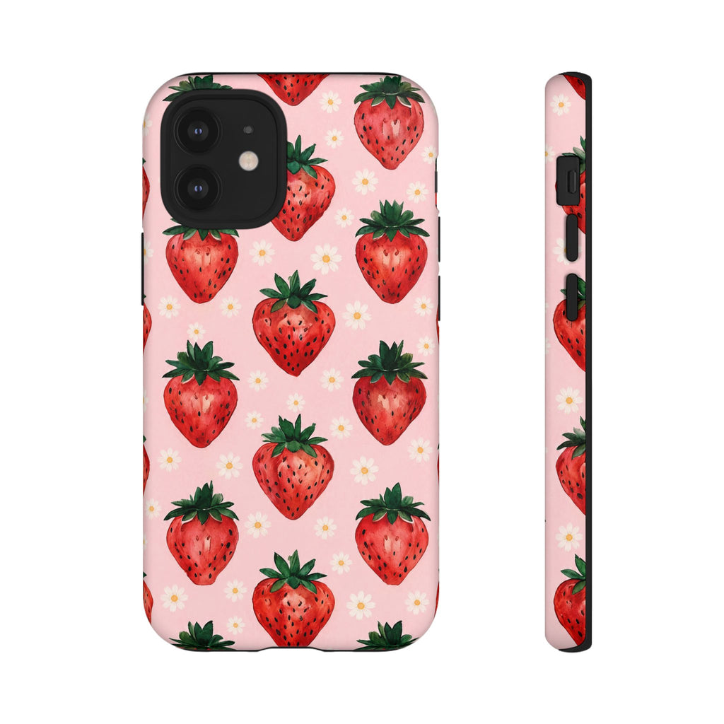 Strawberry Pattern Tough Case — Cute Pink Fruit Phone Case