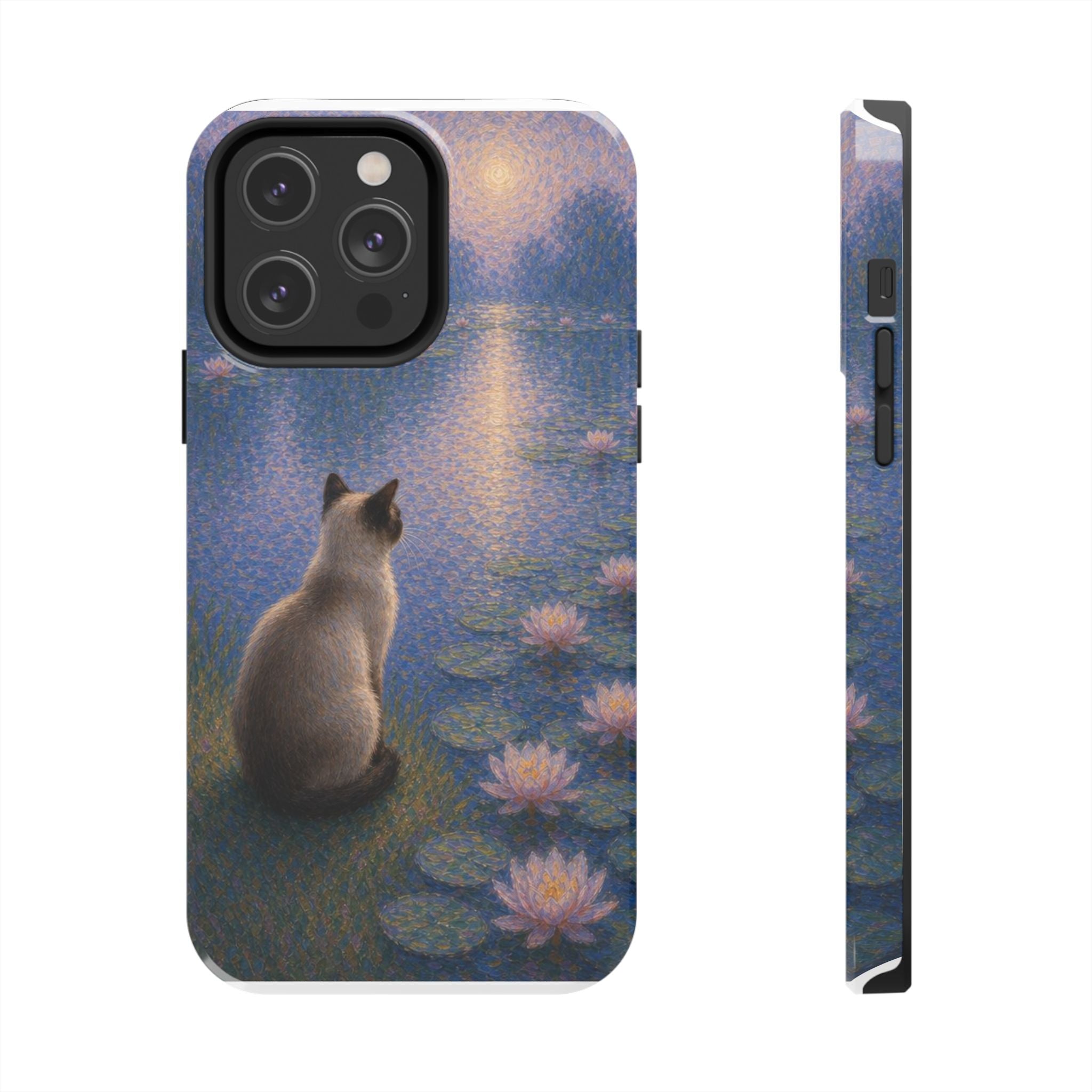 Siamese Cat by Moonlight Tough Phone Case – Waterlily Dream Protective Cover