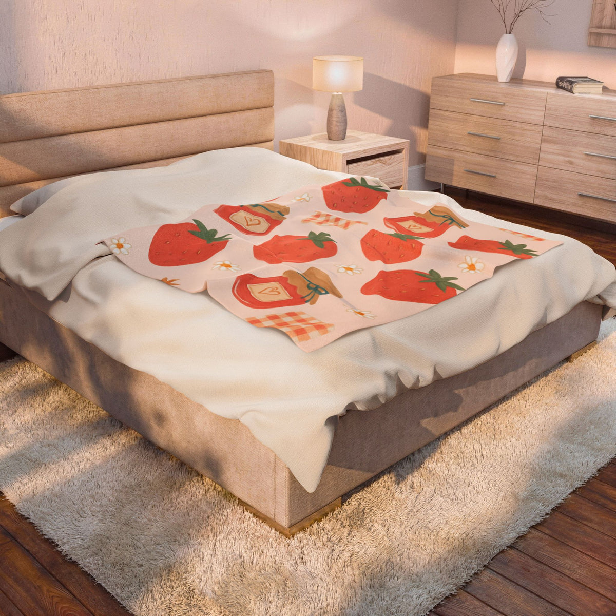 Strawberry Jam Velveteen Plush Blanket