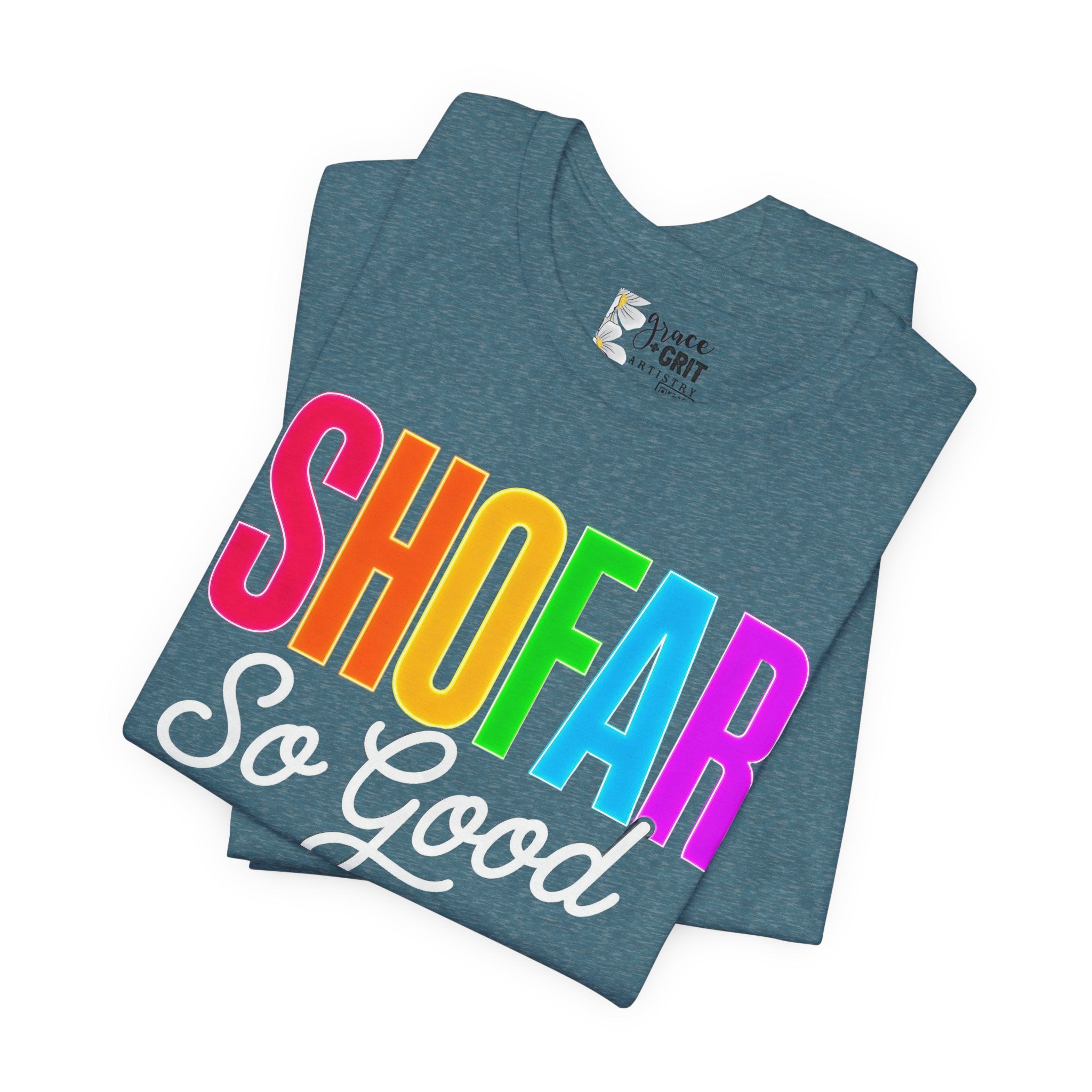 Shofar So Good Tee - Colorful Jewish Holiday Rosh Hashanah T-Shirt