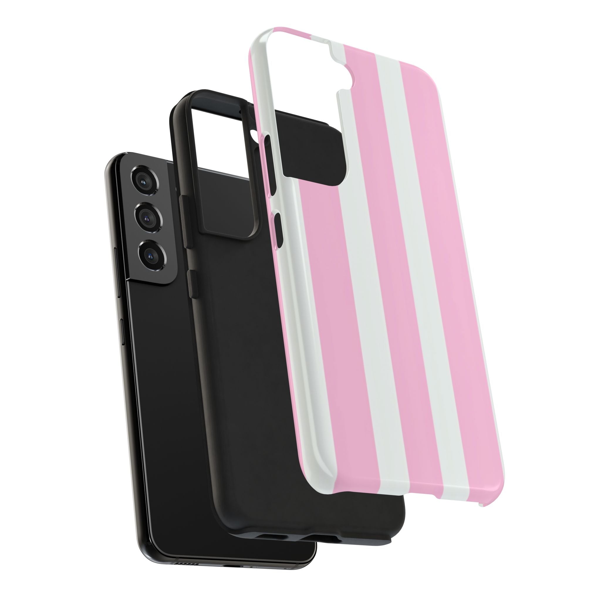 Pink & White Stripe Tough Phone Case — Protective Stripe iPhone Cover