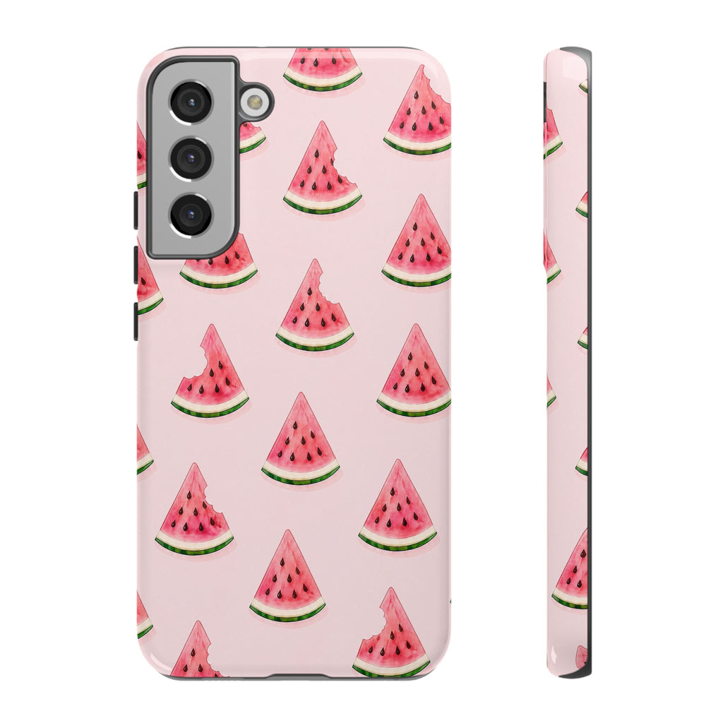 Watermelon Pattern Tough Phone Case — Pink Fruit Slice Protective Case