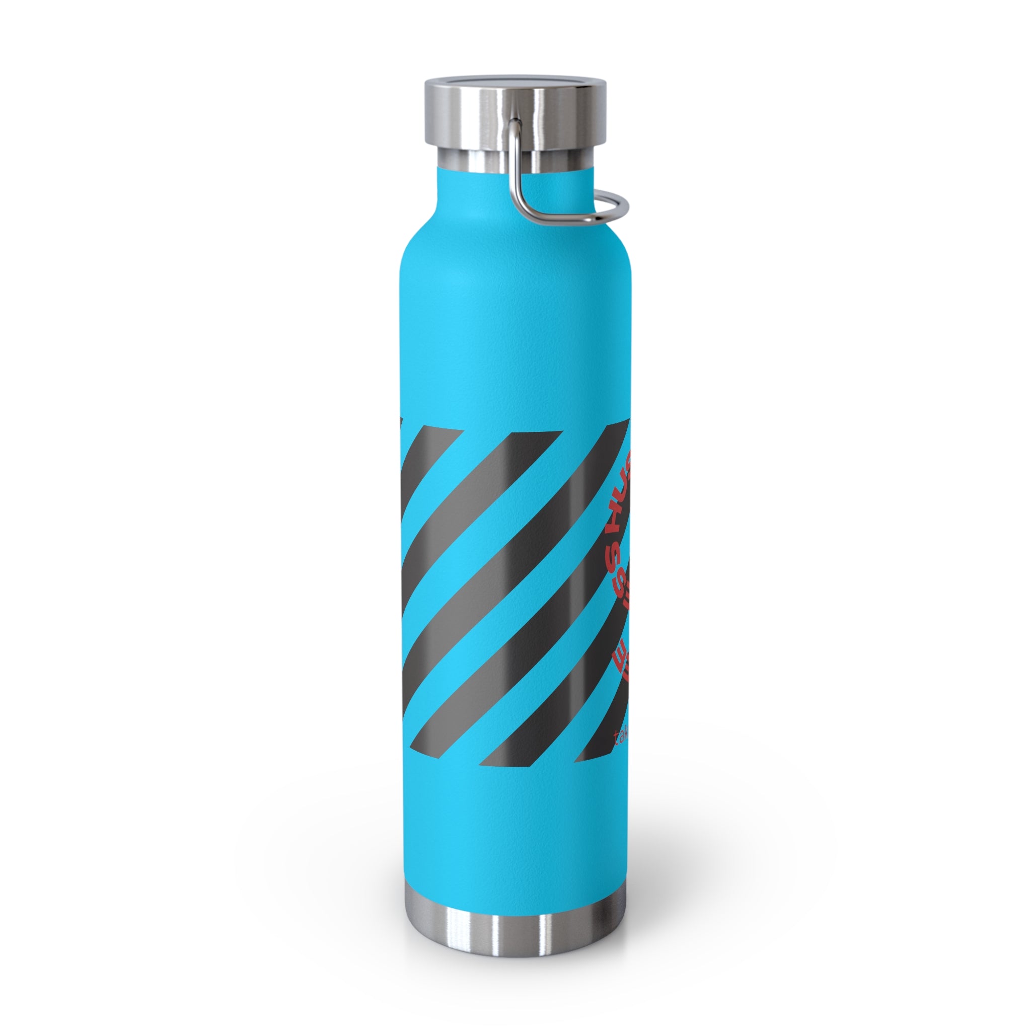 22oz Vacuum Water Bottle — Striped ‘Coffee, Hustle, More’ Insulated Stainless Flask