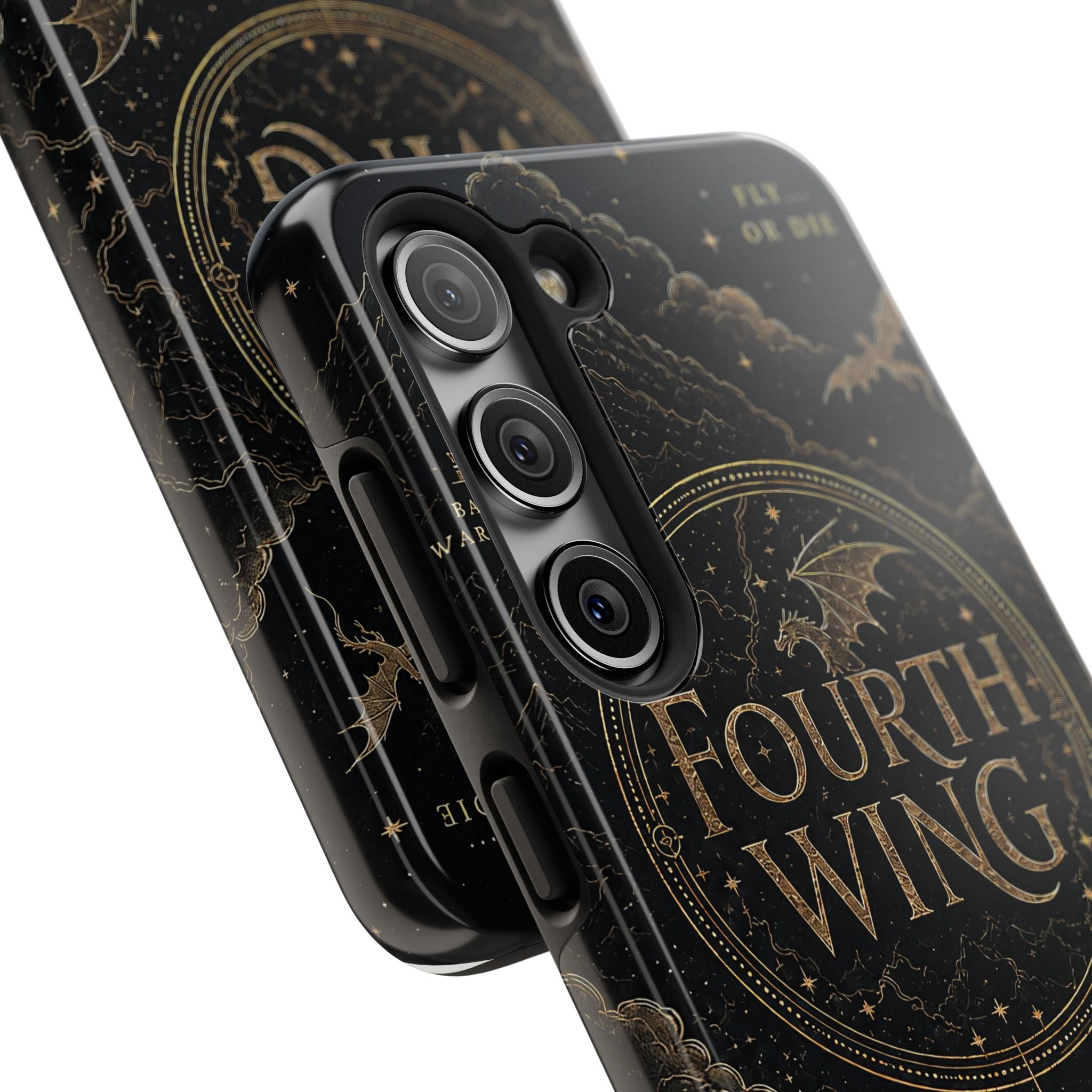 Fourth Wing Tough Phone Case — Dark Fantasy Dragon Design, 'Fly or Die' Quote
