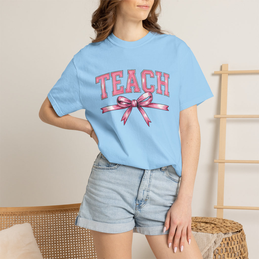 Teach Pink Bow Teacher T-Shirt