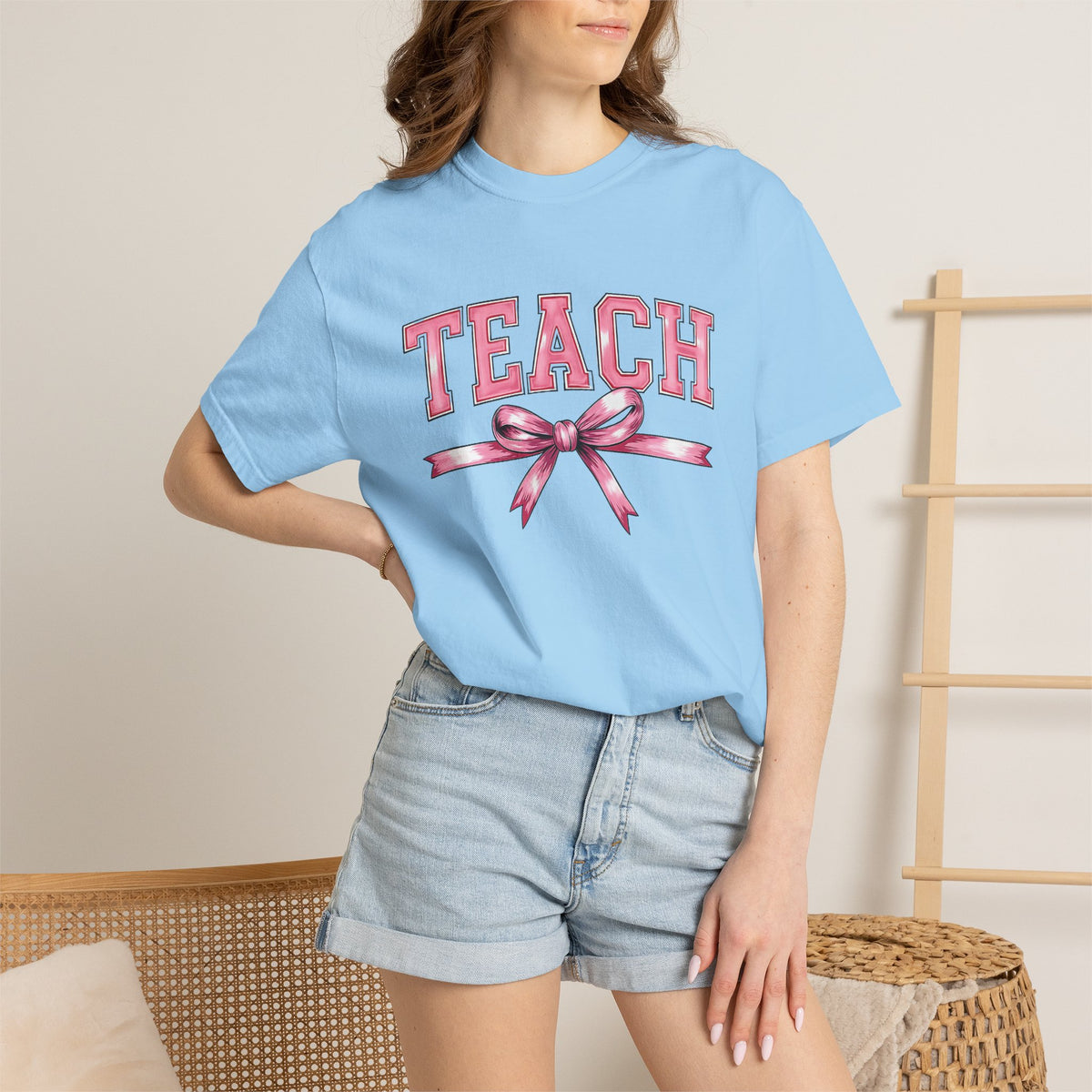 Teach Pink Bow Teacher T-Shirt
