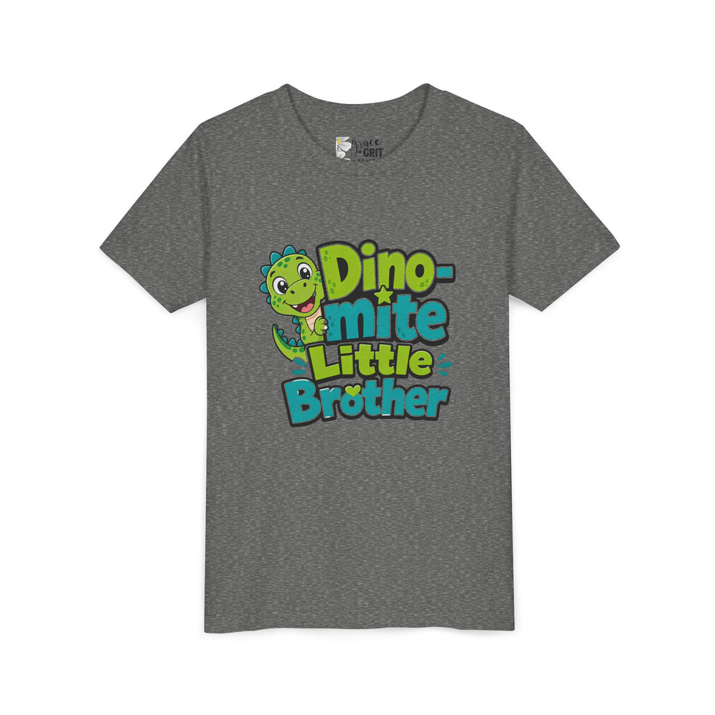 Youth T‑Shirt — 'Dino-mite Little Brother' Cute Dino Graphic Tee