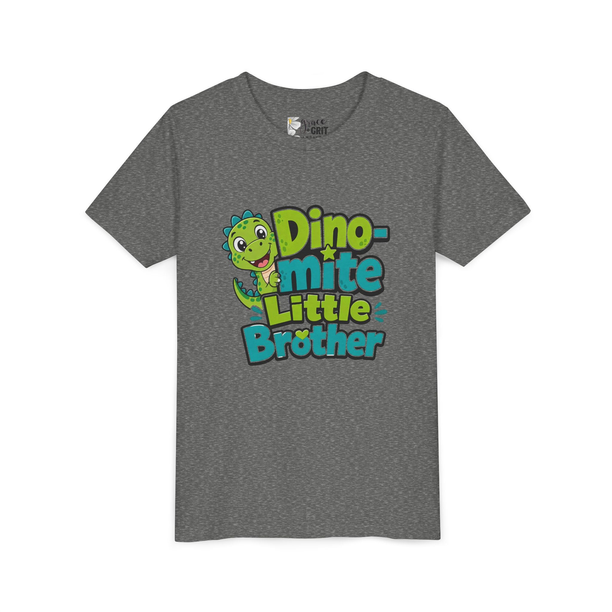 Youth T‑Shirt — 'Dino-mite Little Brother' Cute Dino Graphic Tee
