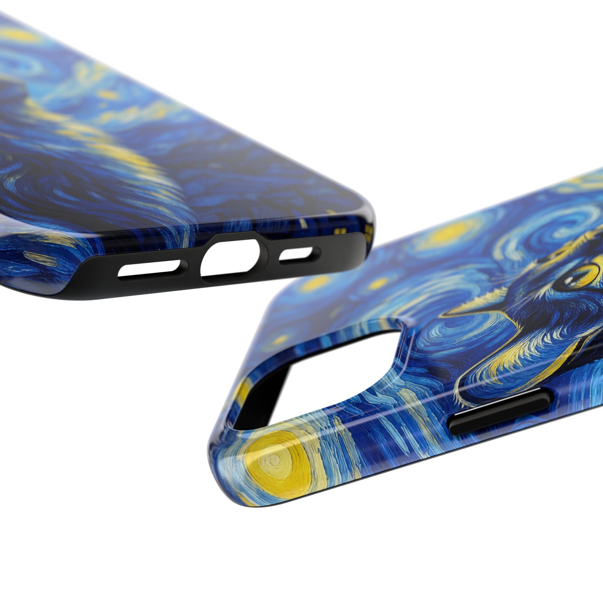 Starry Night Cat Tough Phone Case — Van Gogh Style Galaxy Kitten Protective Cover