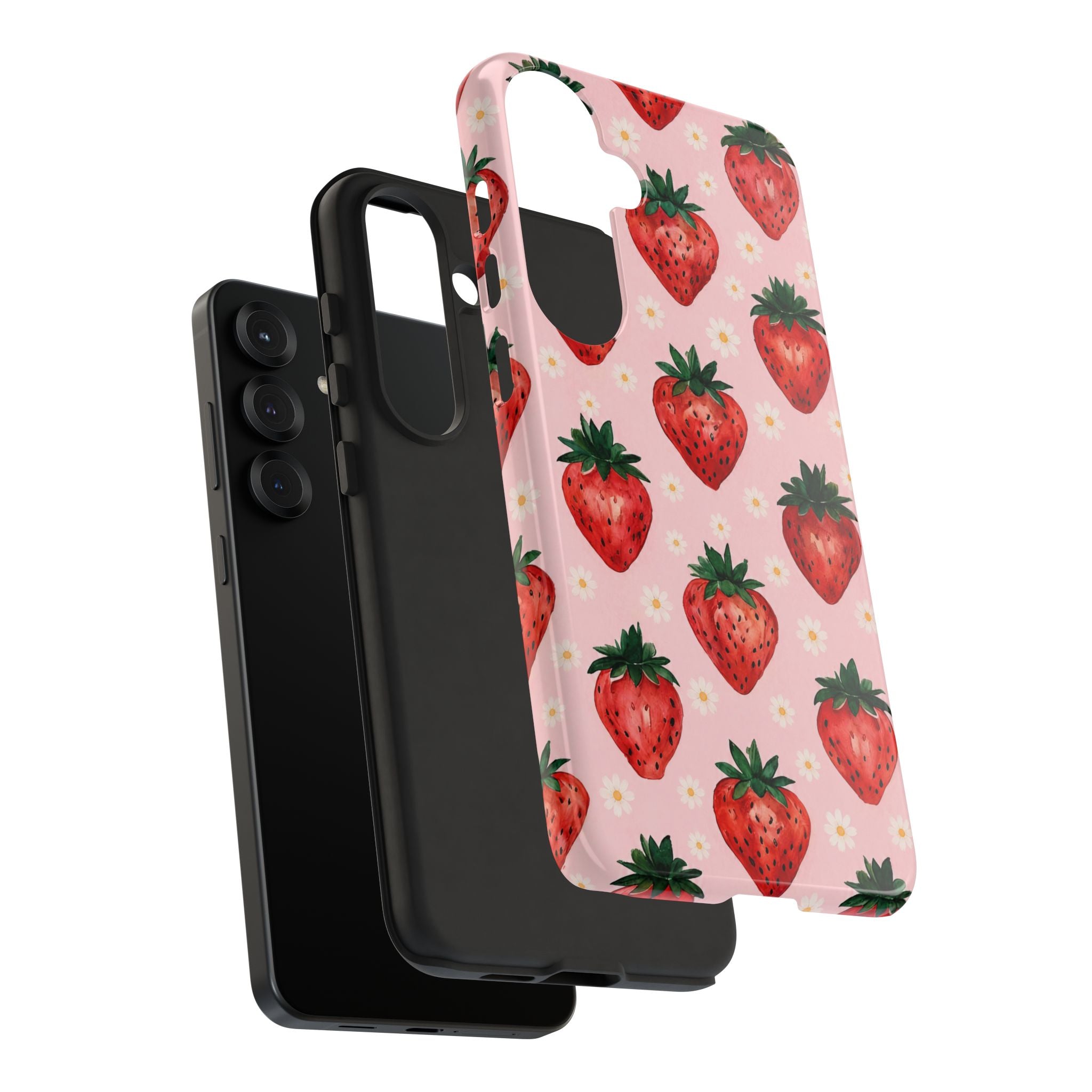 Strawberry Pattern Tough Case — Cute Pink Fruit Phone Case