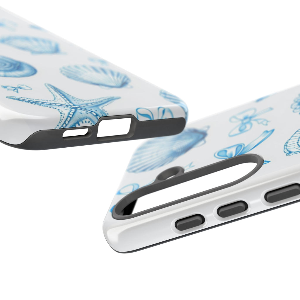 Seaside Shells Phone Case — Blue Nautical Shell & Starfish Pattern