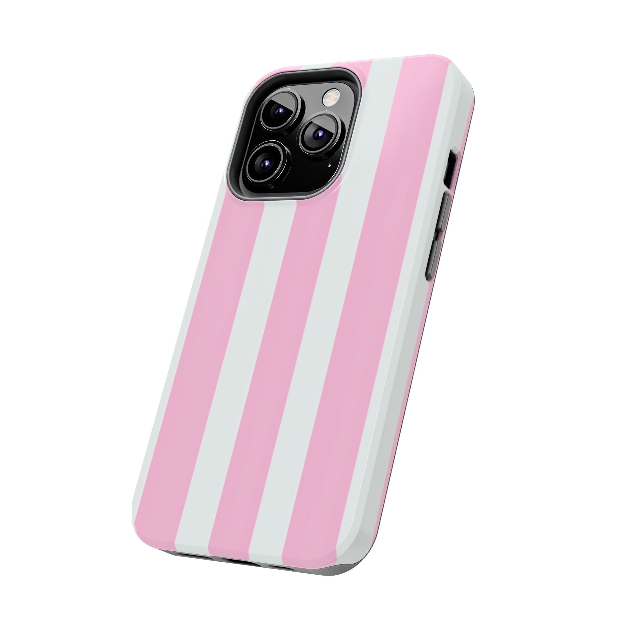 Pink & White Stripe Tough Phone Case — Protective Stripe iPhone Cover