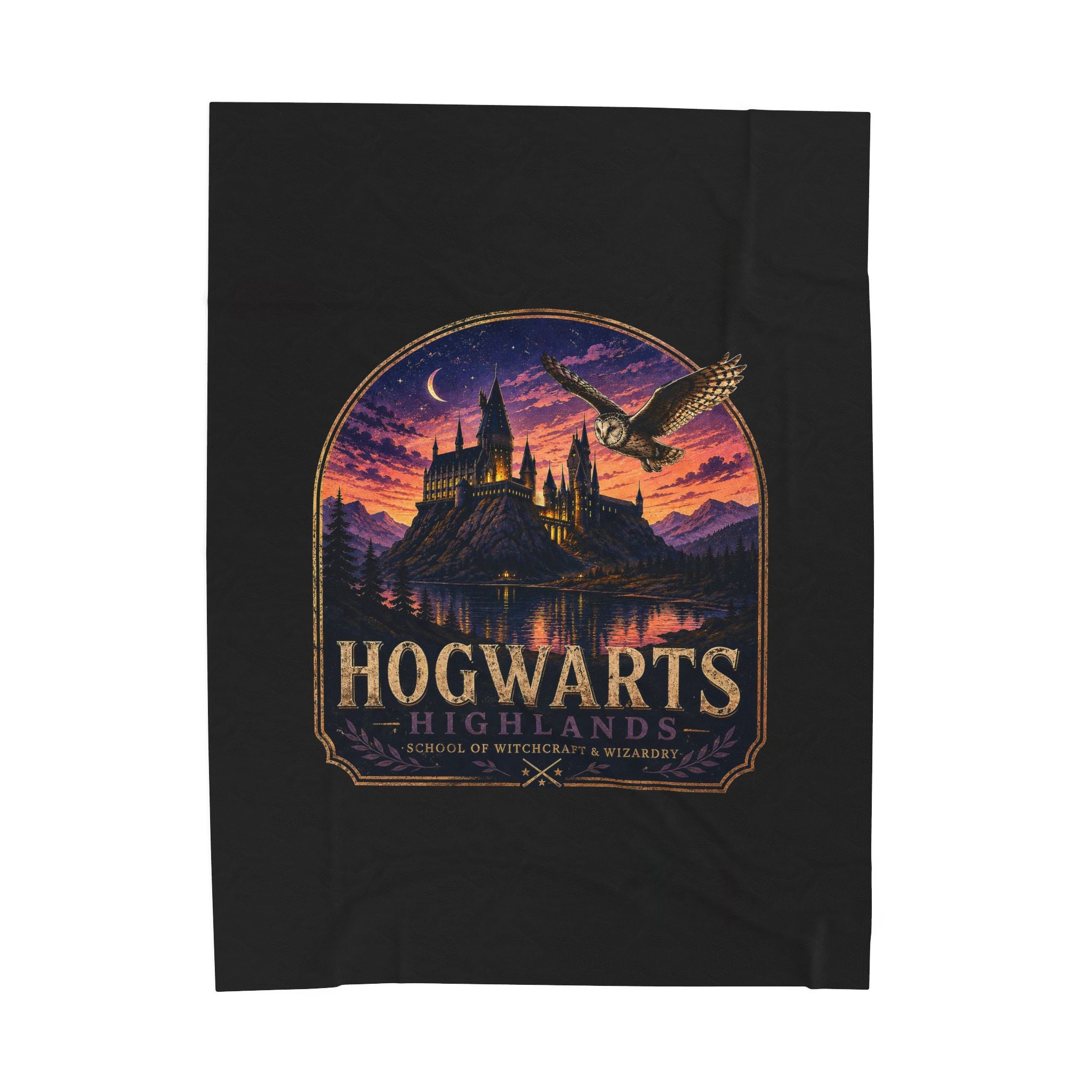 Hogwarts Highlands Velveteen Plush Blanket — Magical Castle Throw for Fans