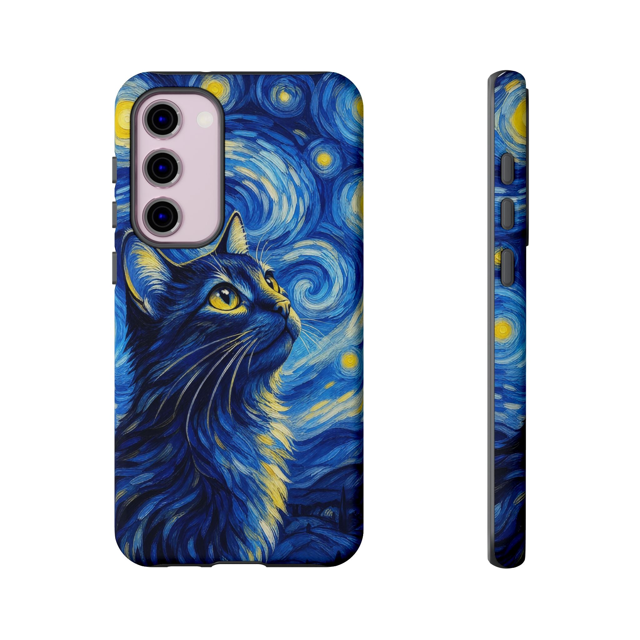 Starry Night Cat Phone Case — Van GoghStyle Blue Galaxy iPhone Cover