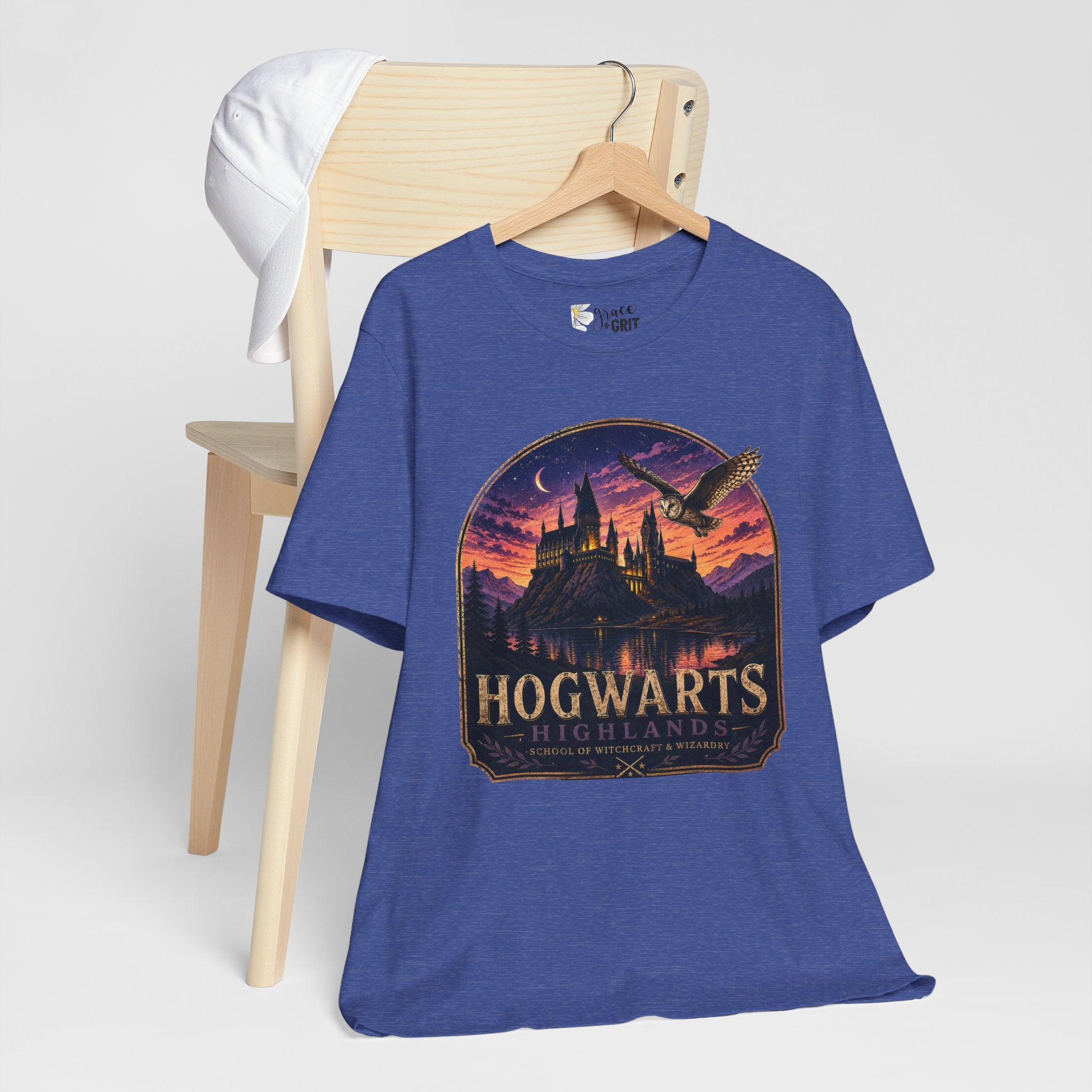 Hogwarts Highlands Graphic Tee — Sunset Castle Illustration T‑Shirt