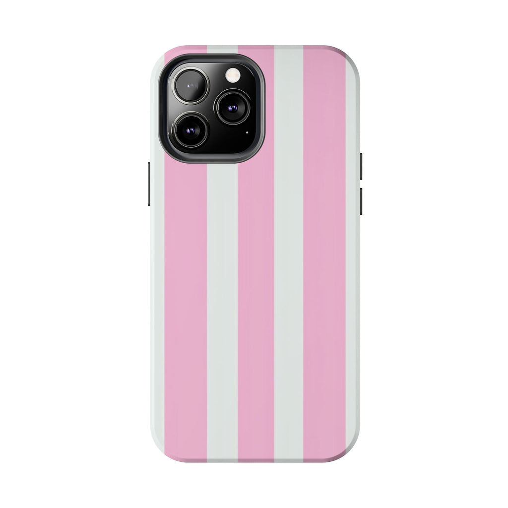 Pink & White Stripe Tough Phone Case — Protective Stripe iPhone Cover