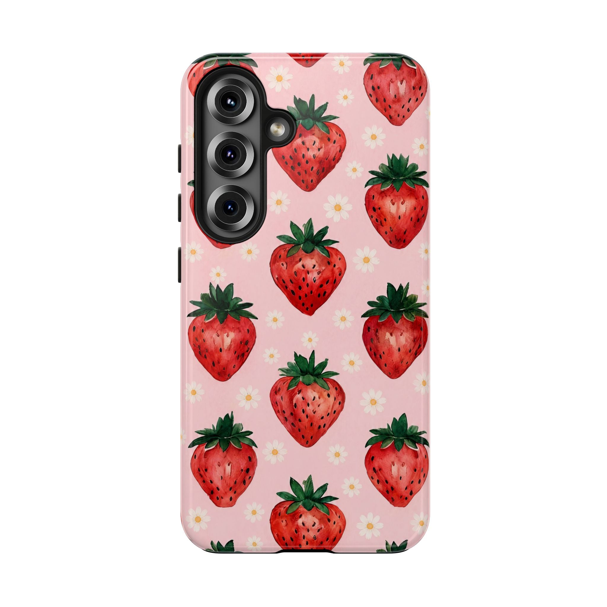 Strawberry Pattern Tough Phone Case — Cute Pink Fruit iPhone/Android Protection