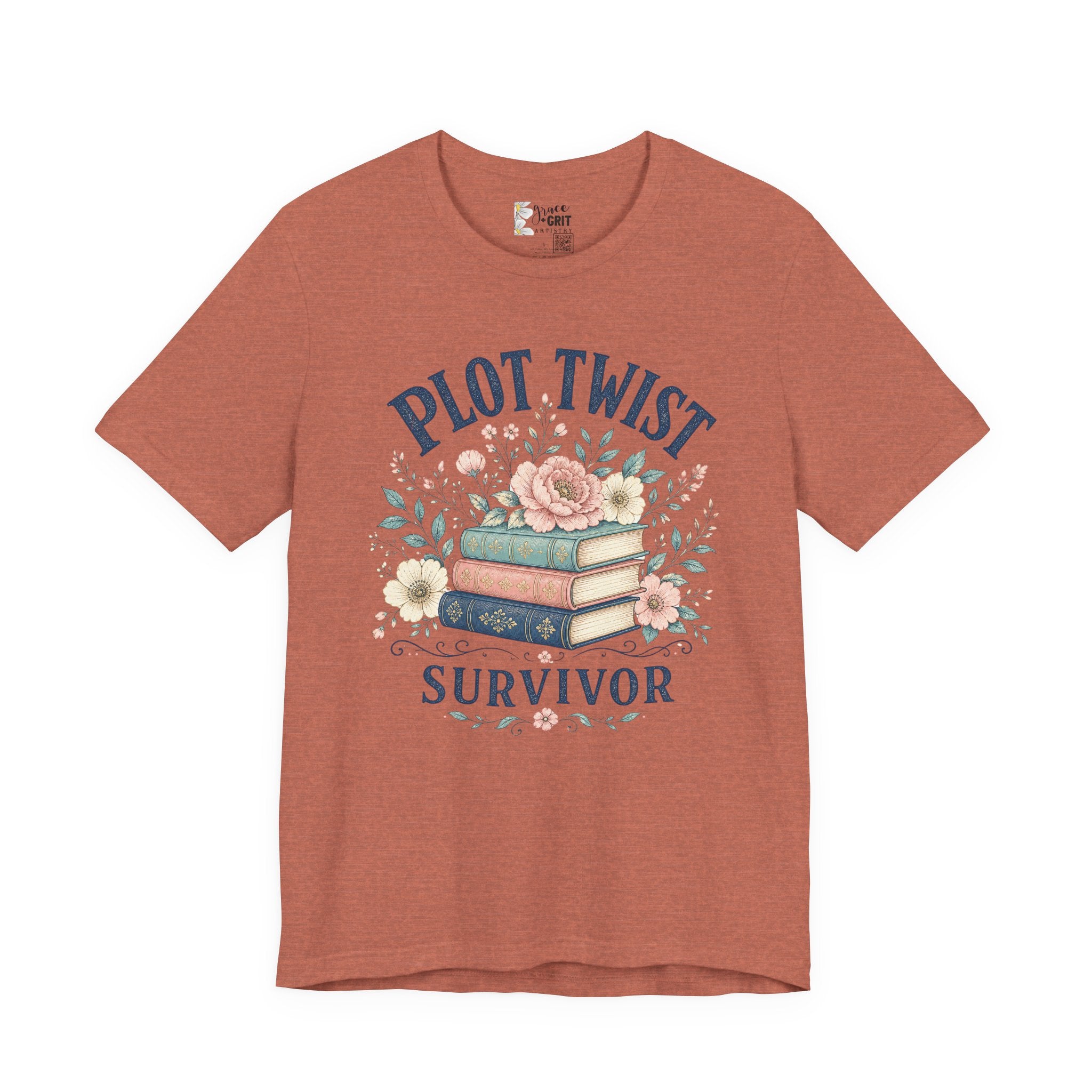 Plot Twist Survivor Tee — Floral Books Graphic T-Shirt for Book Lovers