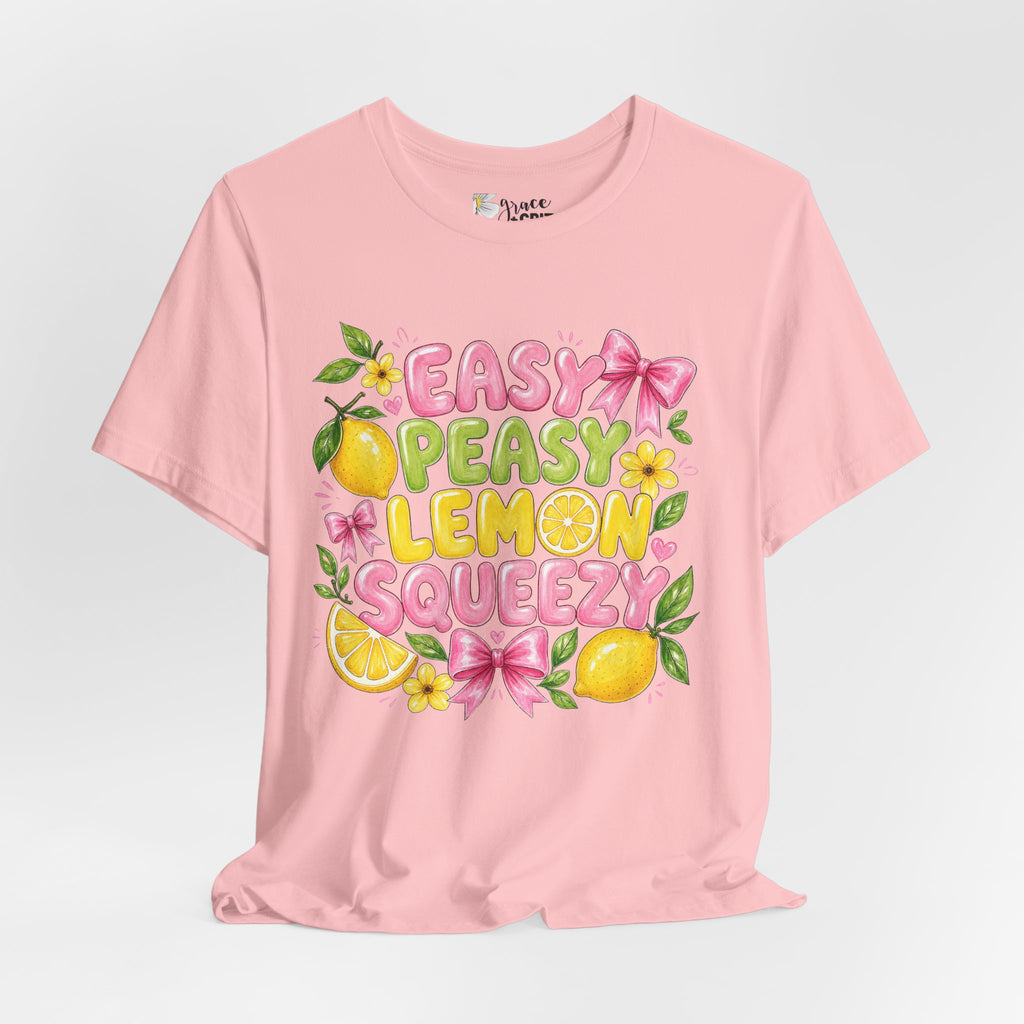 Easy Peasy Lemon Squeezy T-Shirt — Cute Citrus Floral Graphic Tee