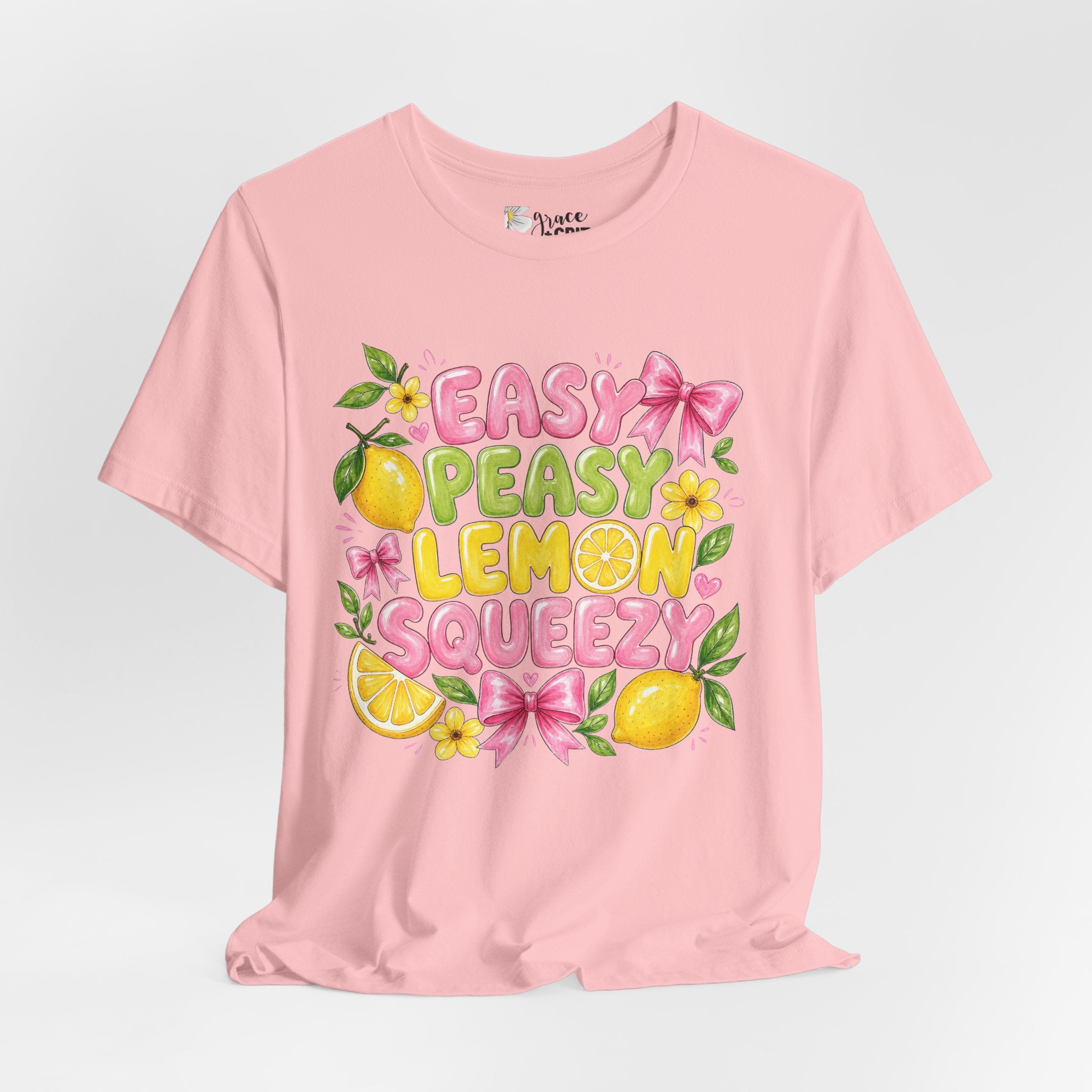 Easy Peasy Lemon Squeezy T-Shirt — Cute Citrus Floral Graphic Tee