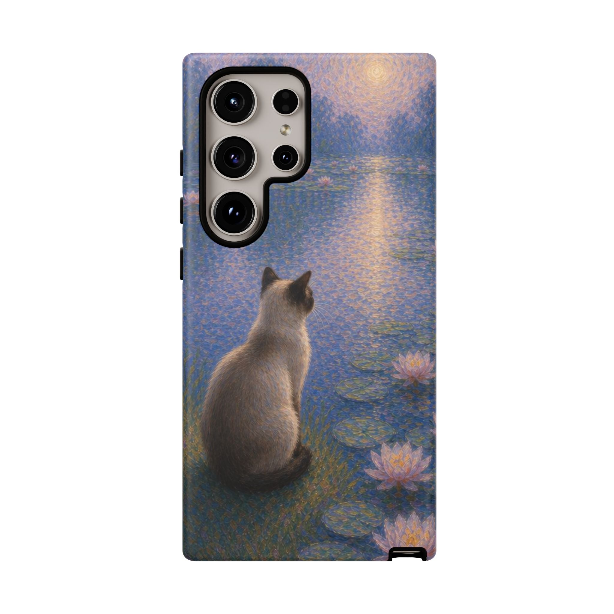 Cat Moonlight Phone Case — Serene Siamese by Lily Pond
