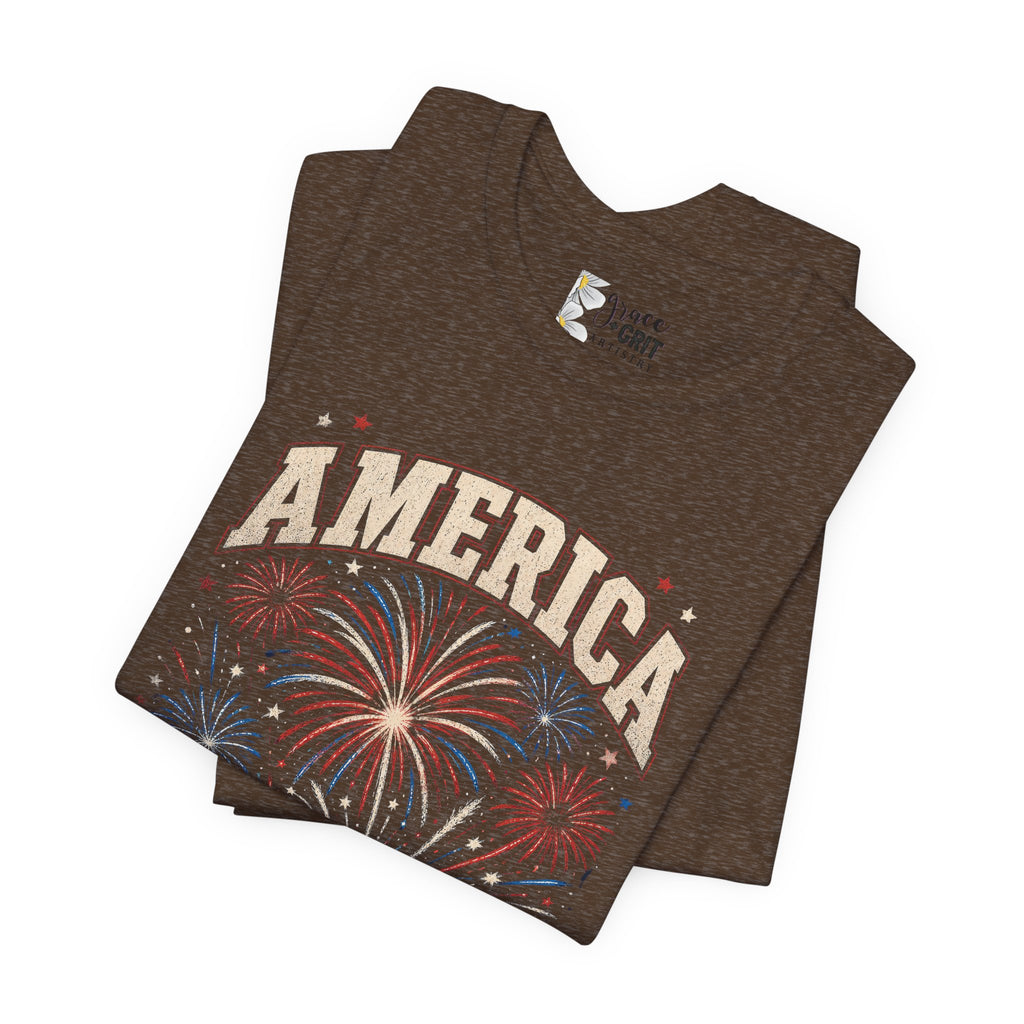 America Fireworks Celebrate Tee | Patriotic Fourth of July Shirt