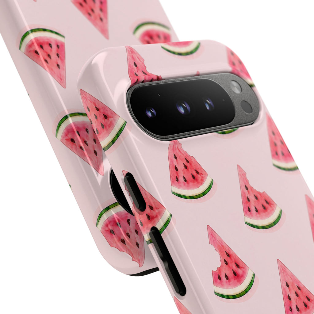 Watermelon Pattern Tough Phone Case — Pink Fruit Slice Protective Case