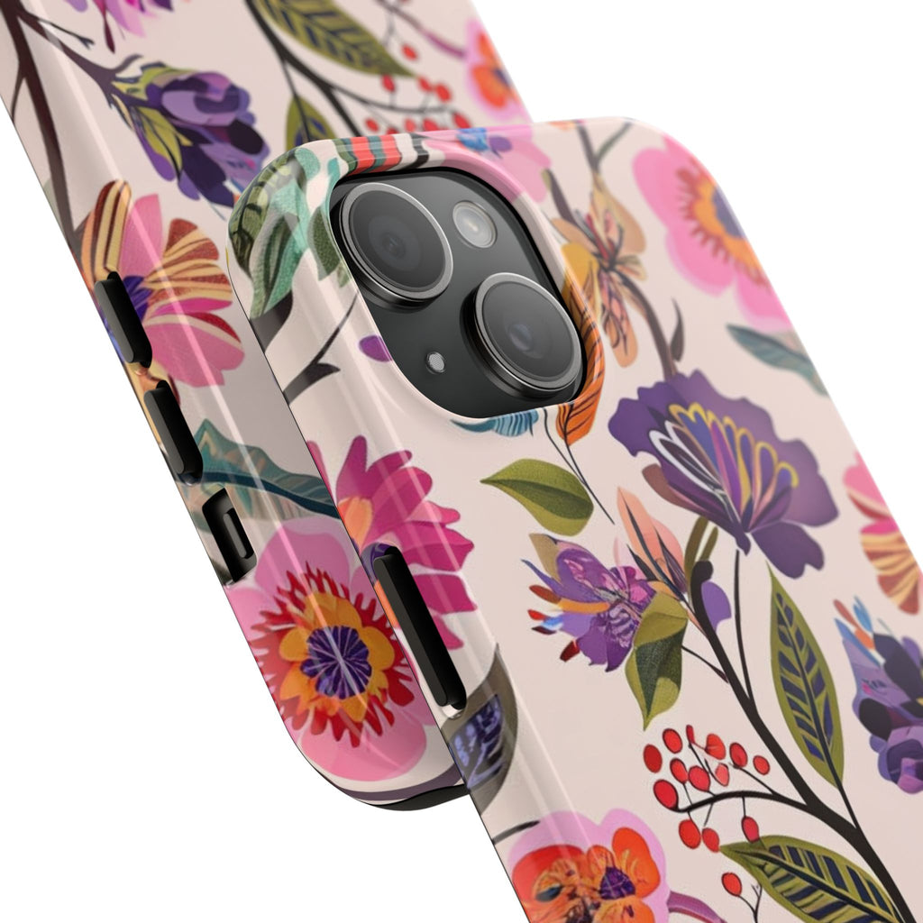 Floral Tough Phone Case – Colorful Botanical Flower Design