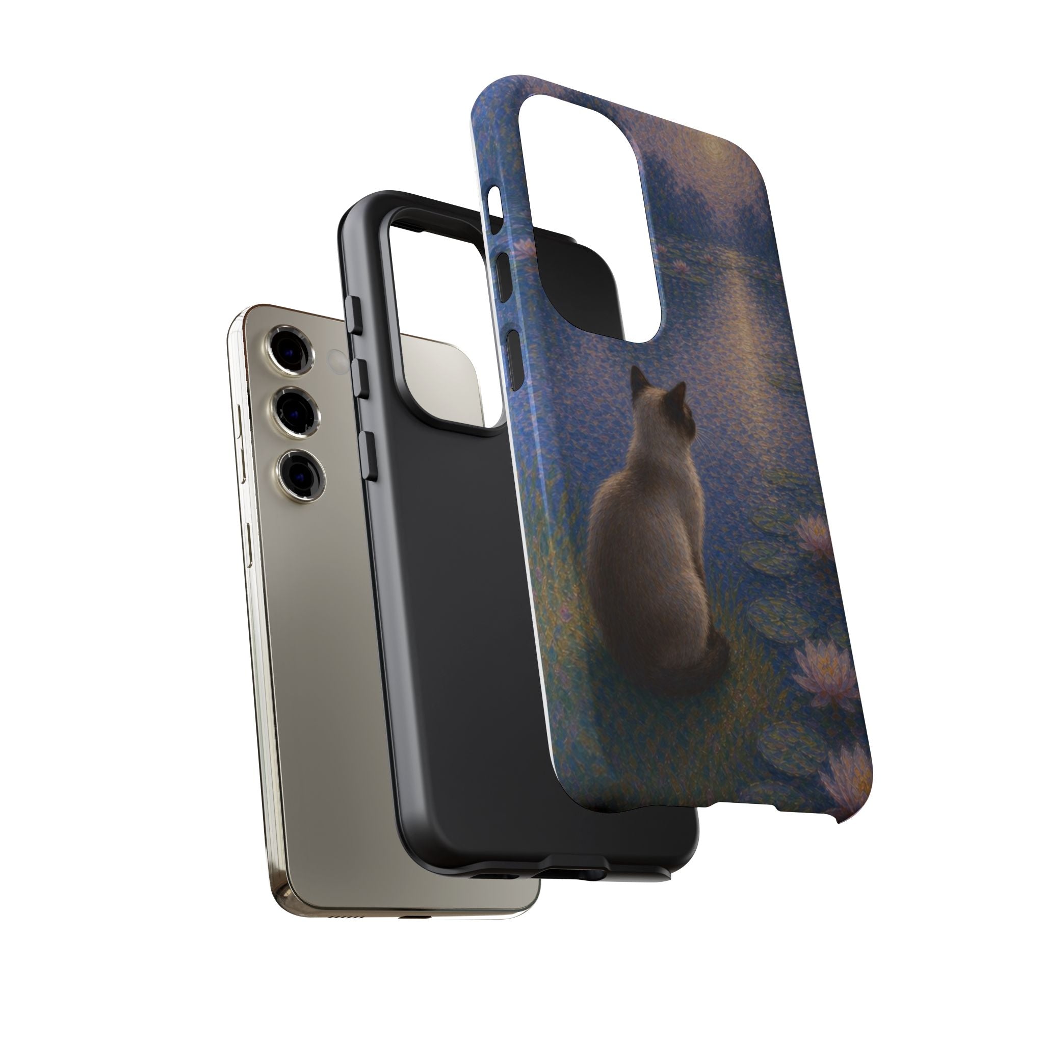Cat Moonlight Phone Case — Serene Siamese by Lily Pond