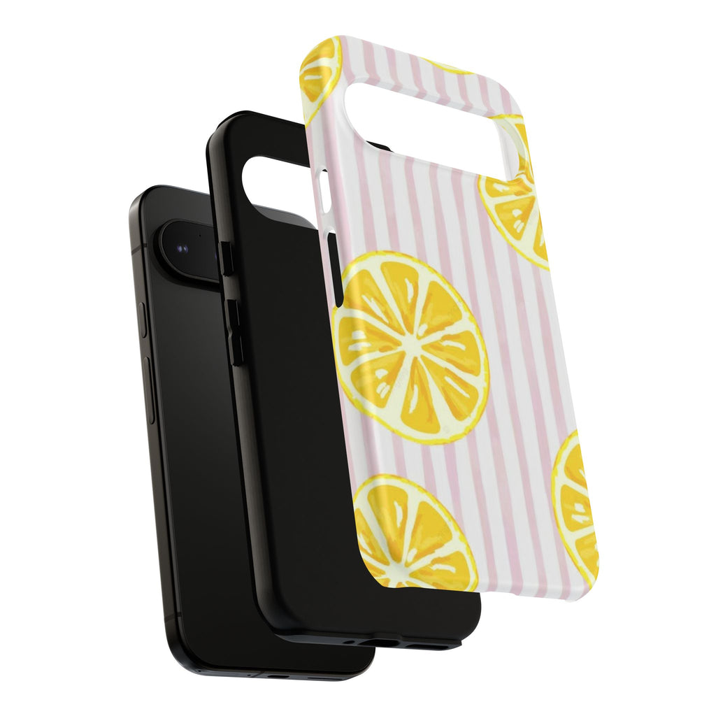 Lemon Slices Tough Case — Cute Pink Stripe Phone Cover