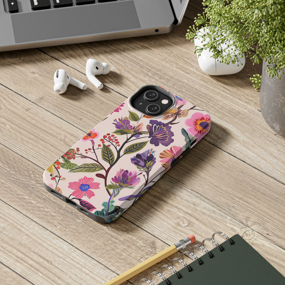 Floral Tough Phone Case – Colorful Botanical Flower Design